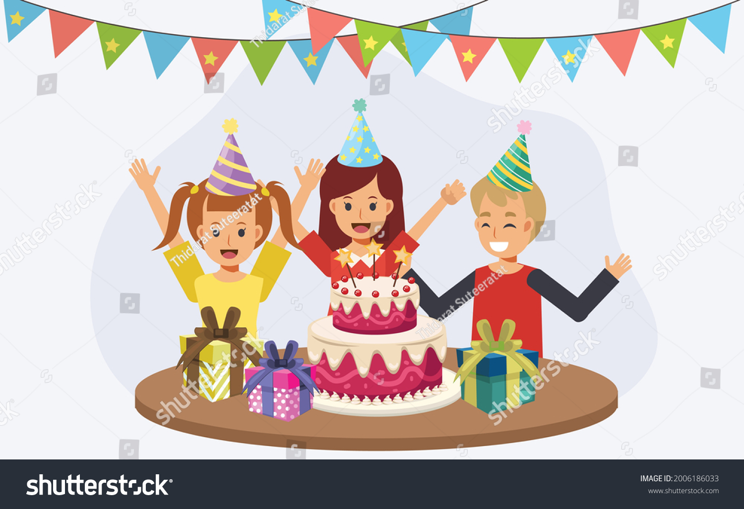 Children Birthday Party Kids Birthday Cake Stock Vector (Royalty Free ...