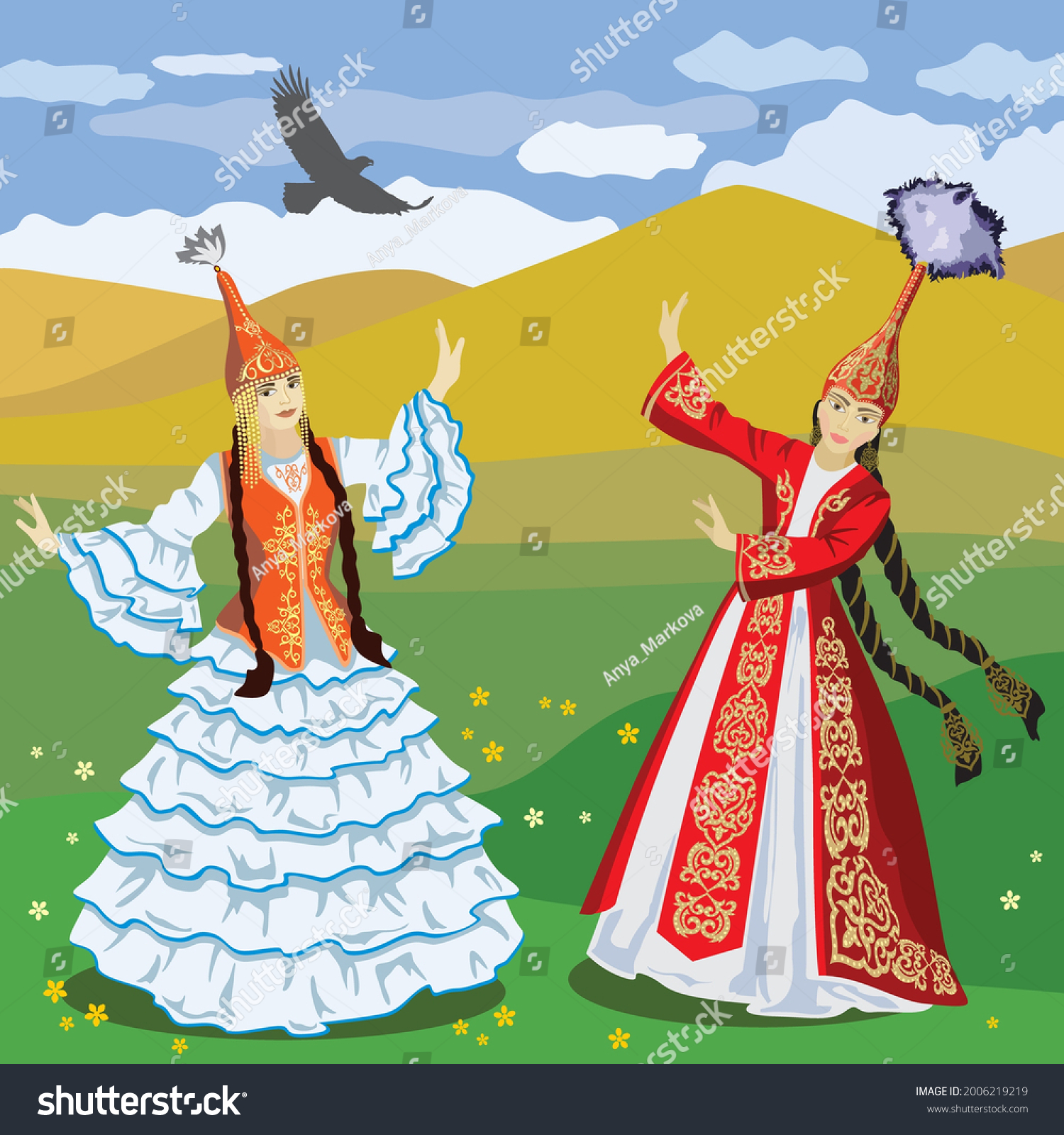Казахский народный костюм женский рисунок