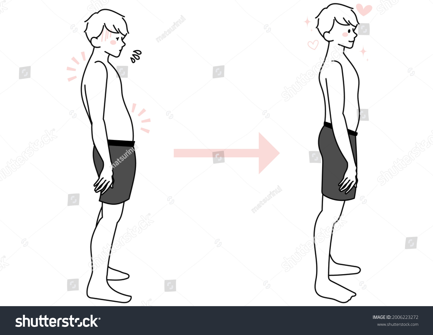 Male Illustration Set Distorted Straight Posture Stock Vector (Royalty ...