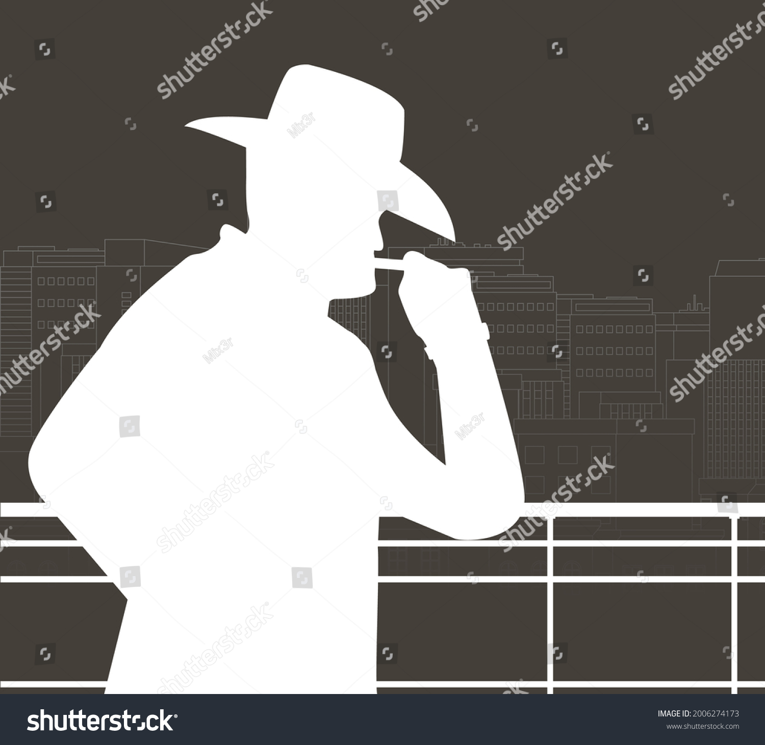 Silhouette Man Watching Window Vector Stock Vector (Royalty Free ...