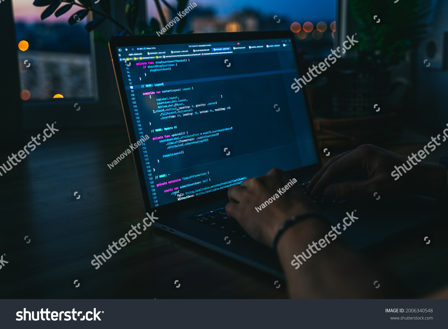 Programmers Hands Coding On Laptop Dark Stock Photo 2006340548 ...