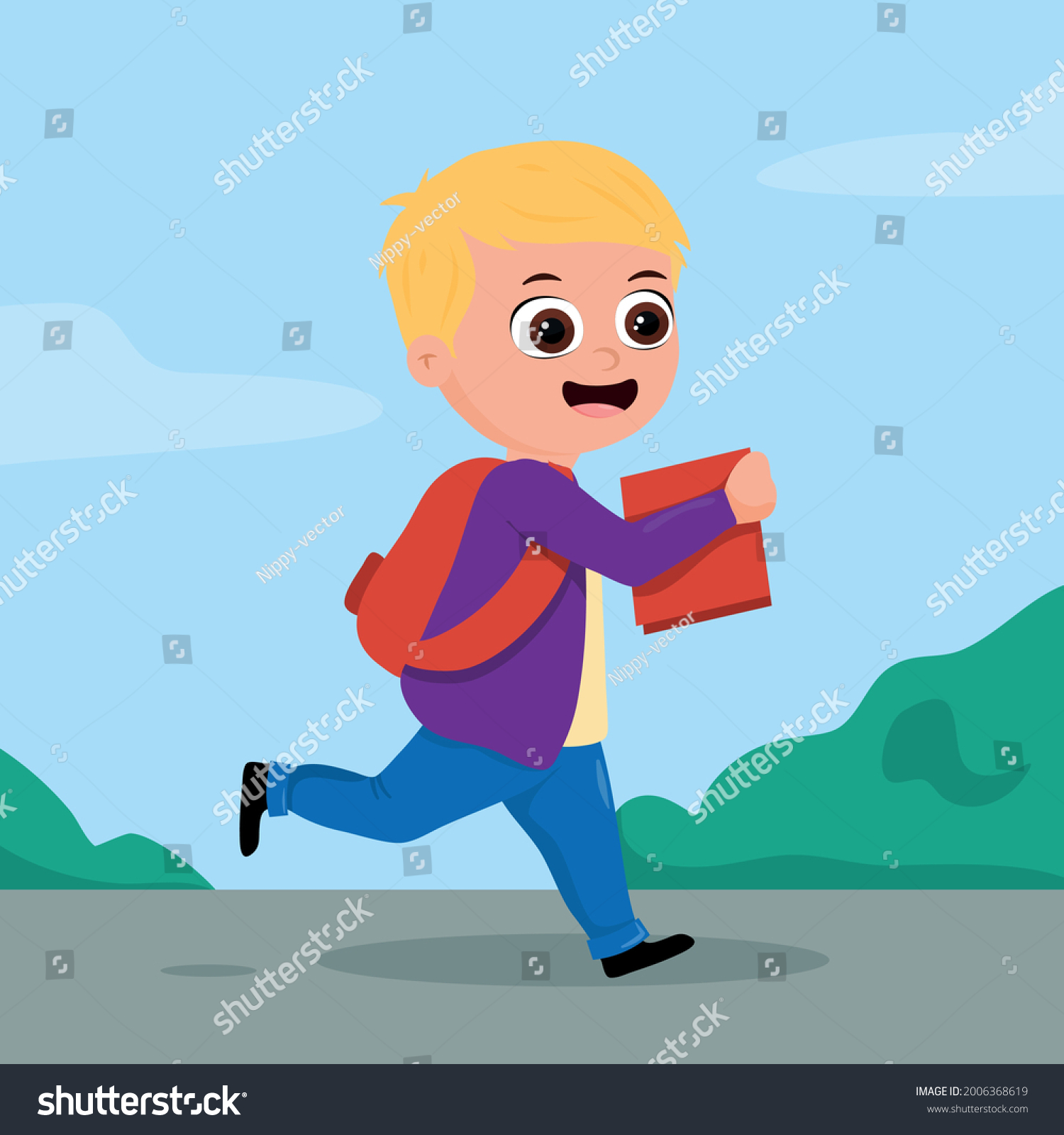 Cute Cartoon Boy Back School Stock Vector (royalty Free) 2006368619 