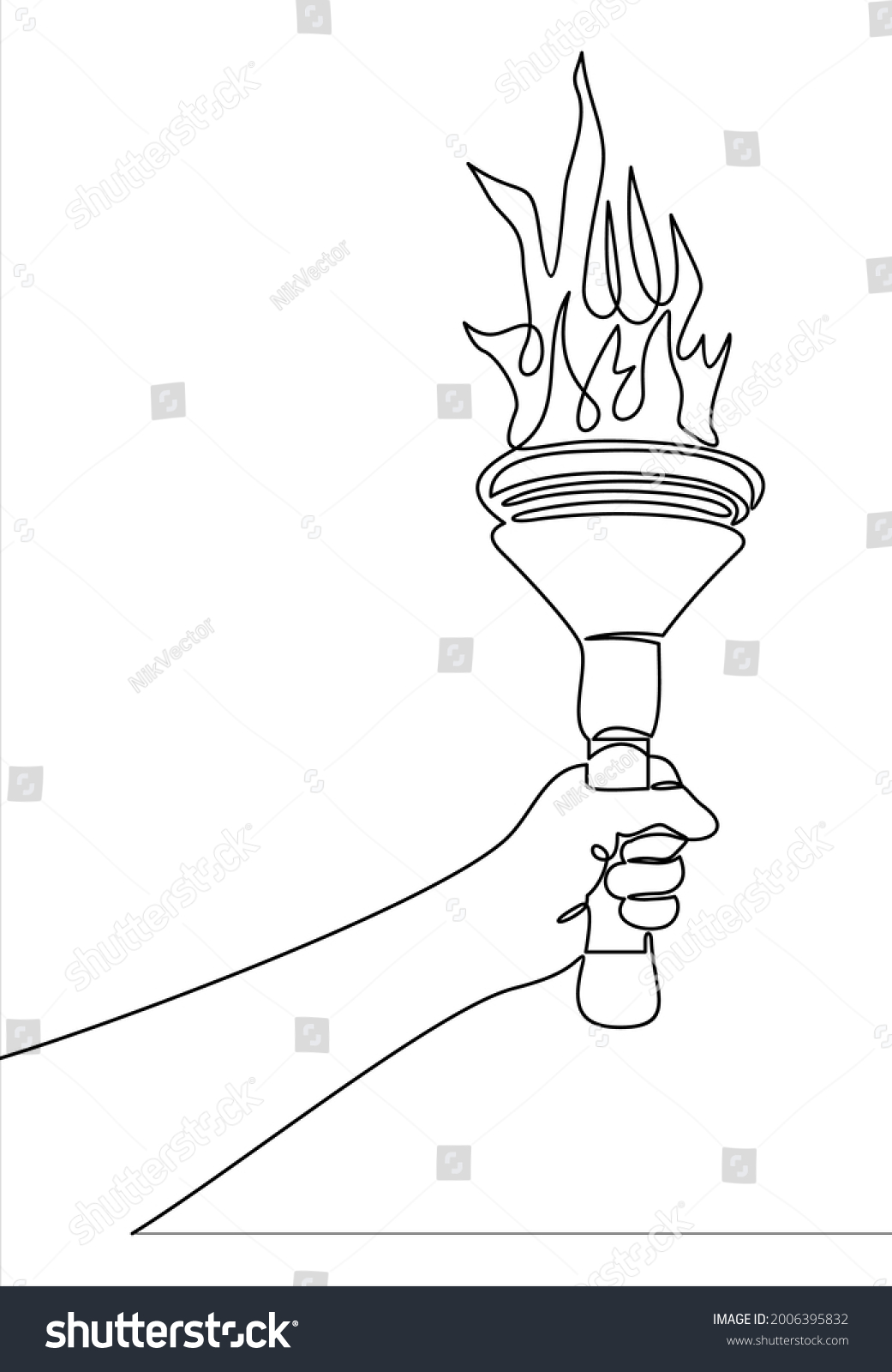 Continuous Line Drawing Hand Holding Torch Stock Vector (Royalty Free ...