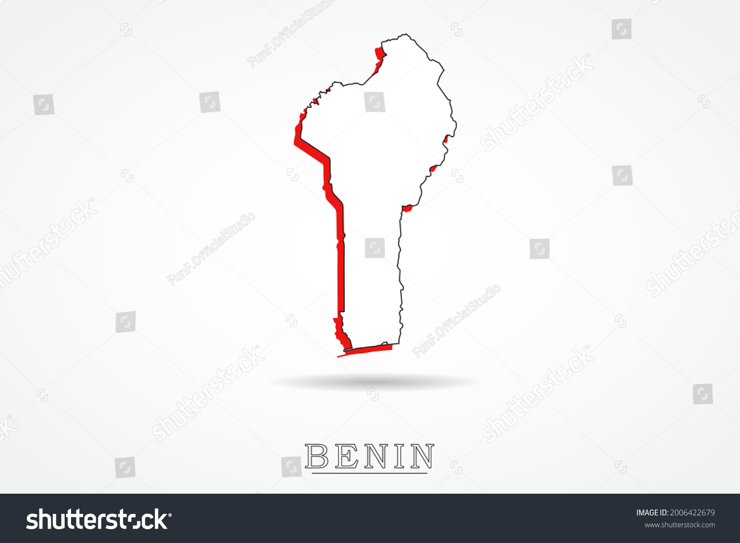 Benin Map World Map International Vector Stock Vector Royalty Free   Stock Vector Benin Map World Map International Vector Template With Red And Outline Graphic Sketch Style 2006422679 