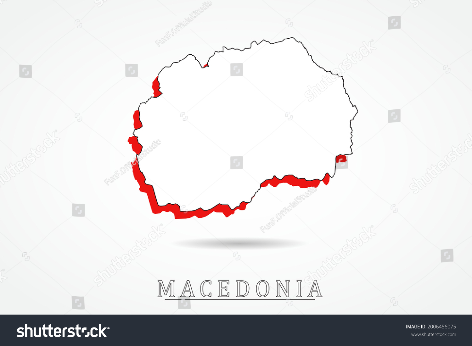 Macedonia Map World Map International Vector Stock Vector Royalty Free   Stock Vector Macedonia Map World Map International Vector Template With Red And Outline Graphic Sketch Style 2006456075 