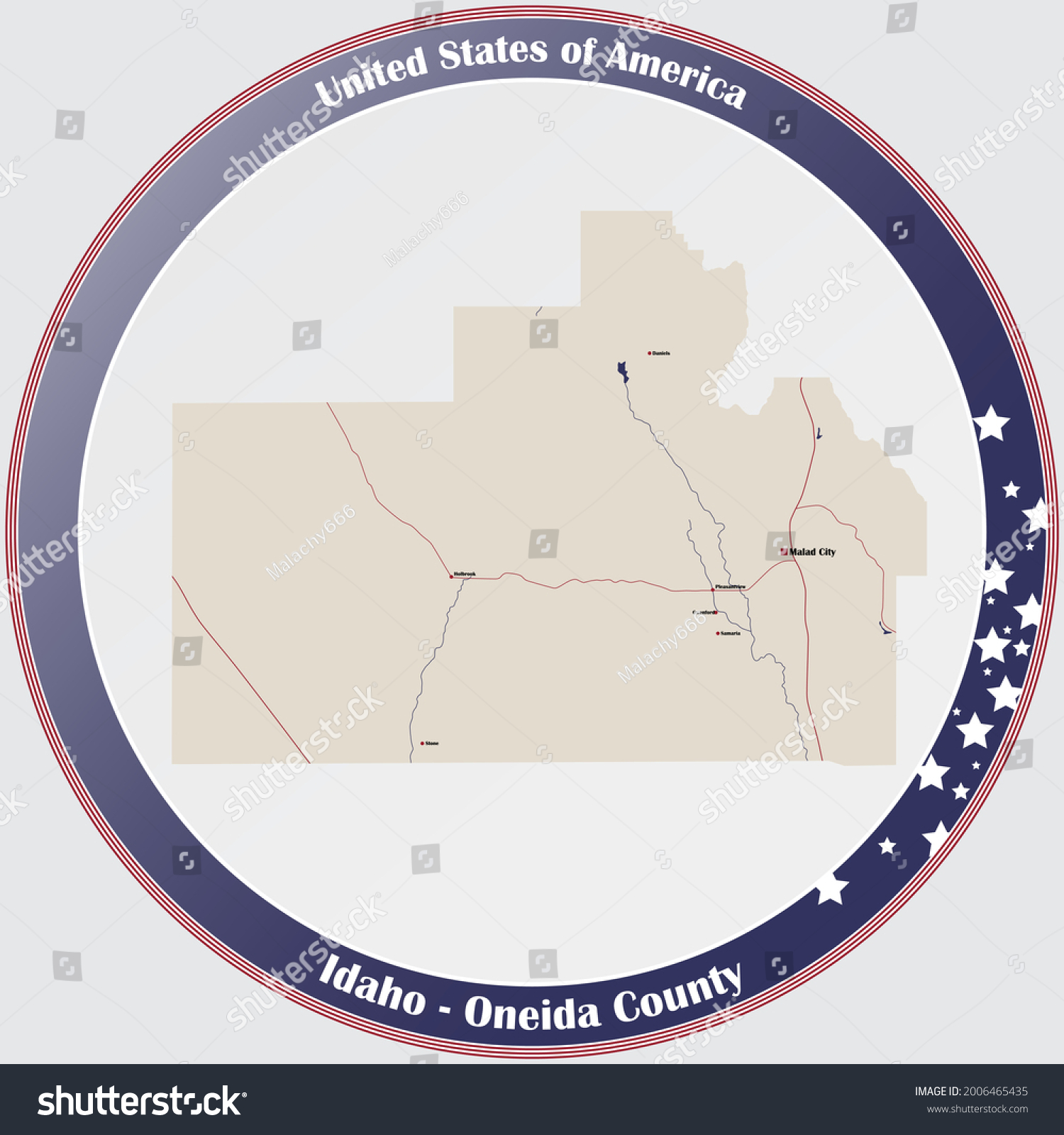 Large Detailed Map Oneida County Idaho Stock Vector (Royalty Free ...