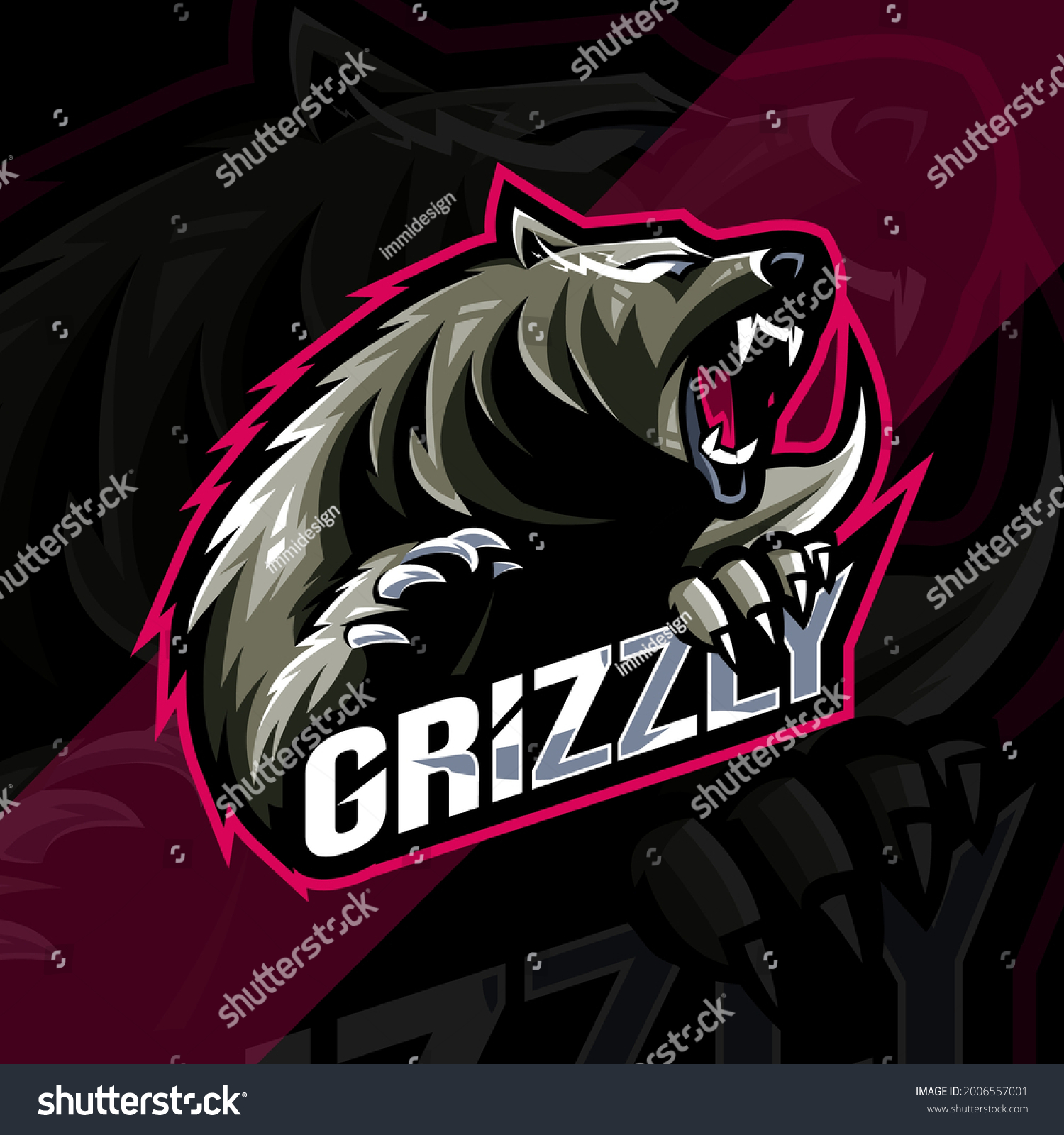 Angry Grizzly Mascot Logo Esports Design Stock Vector (Royalty Free ...