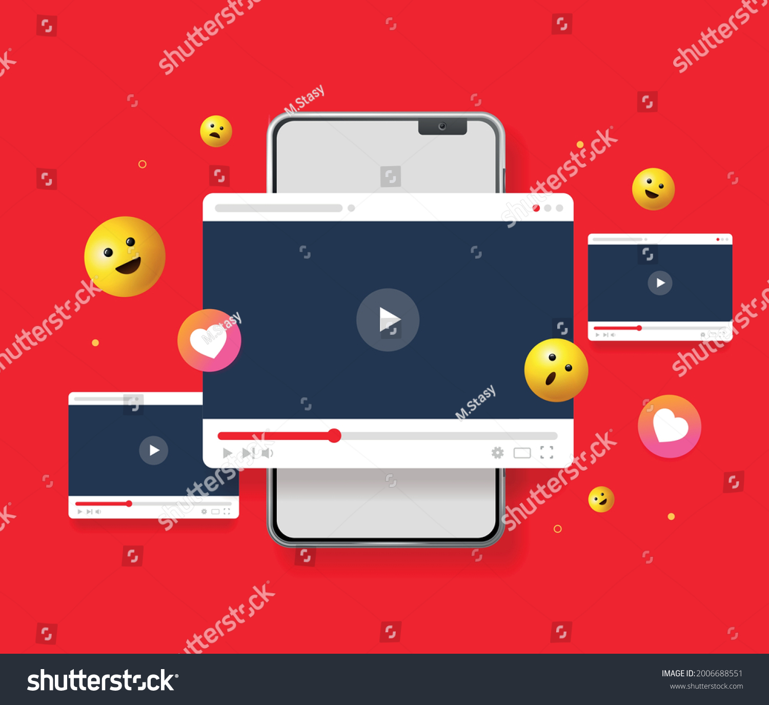 Vlogging Concept Realistic Detailed 3d Mobile Stock Vector (Royalty ...