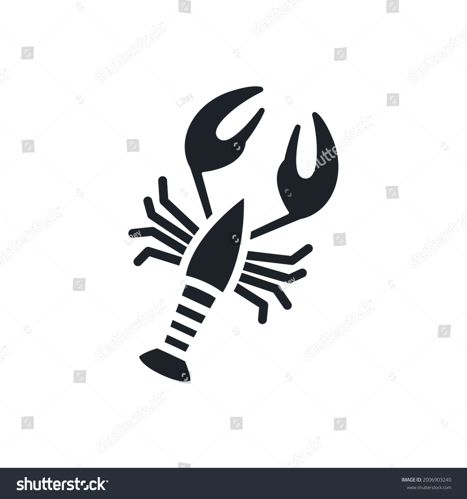 Crayfish Crawfish Lobster Omar Silhouette Black Stock Vector (Royalty ...