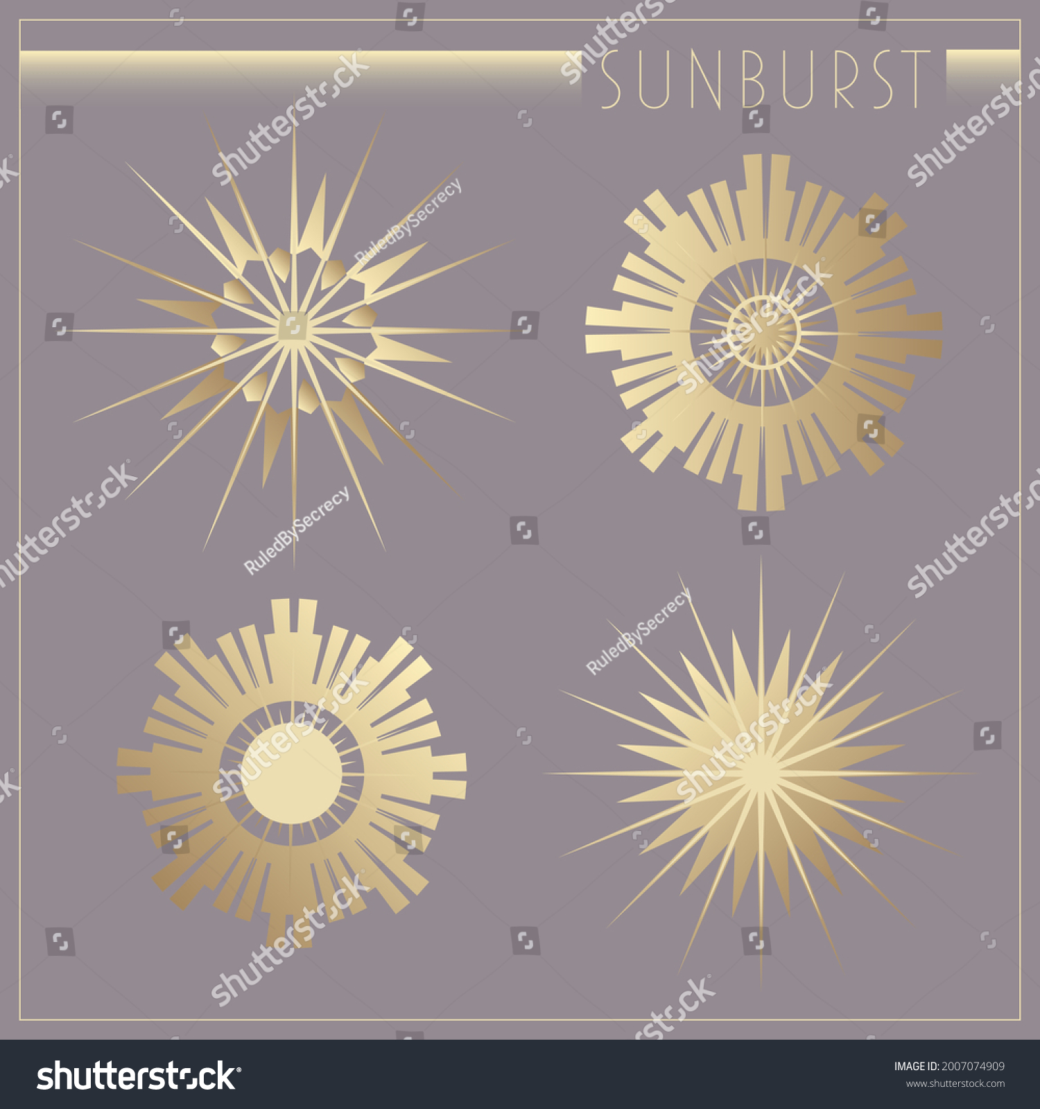 Beautiful Art Deco Sun Elements Set Stock Vector (Royalty Free ...