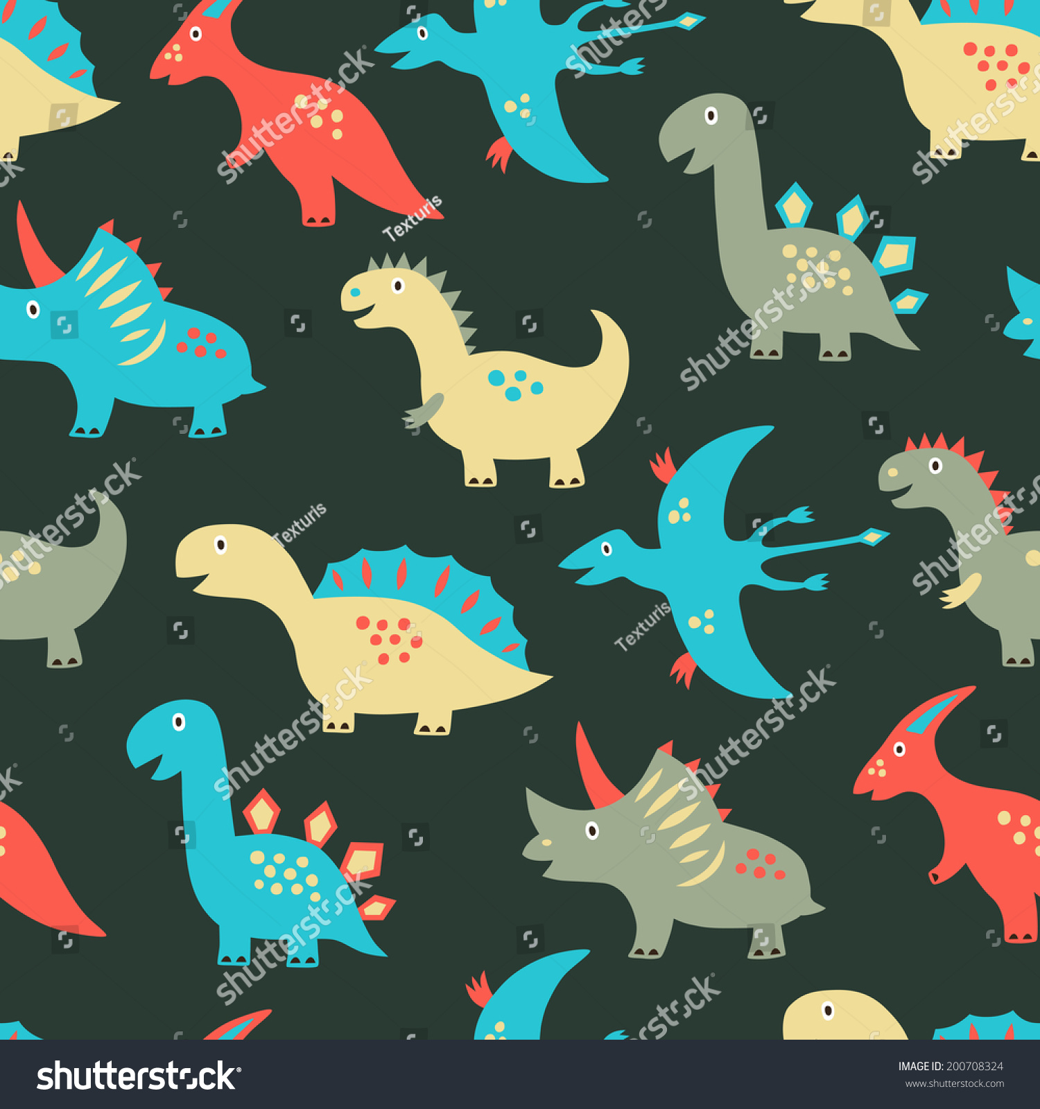 Dinosaur Seamless Background Vector Illustration Stock Vector (Royalty ...