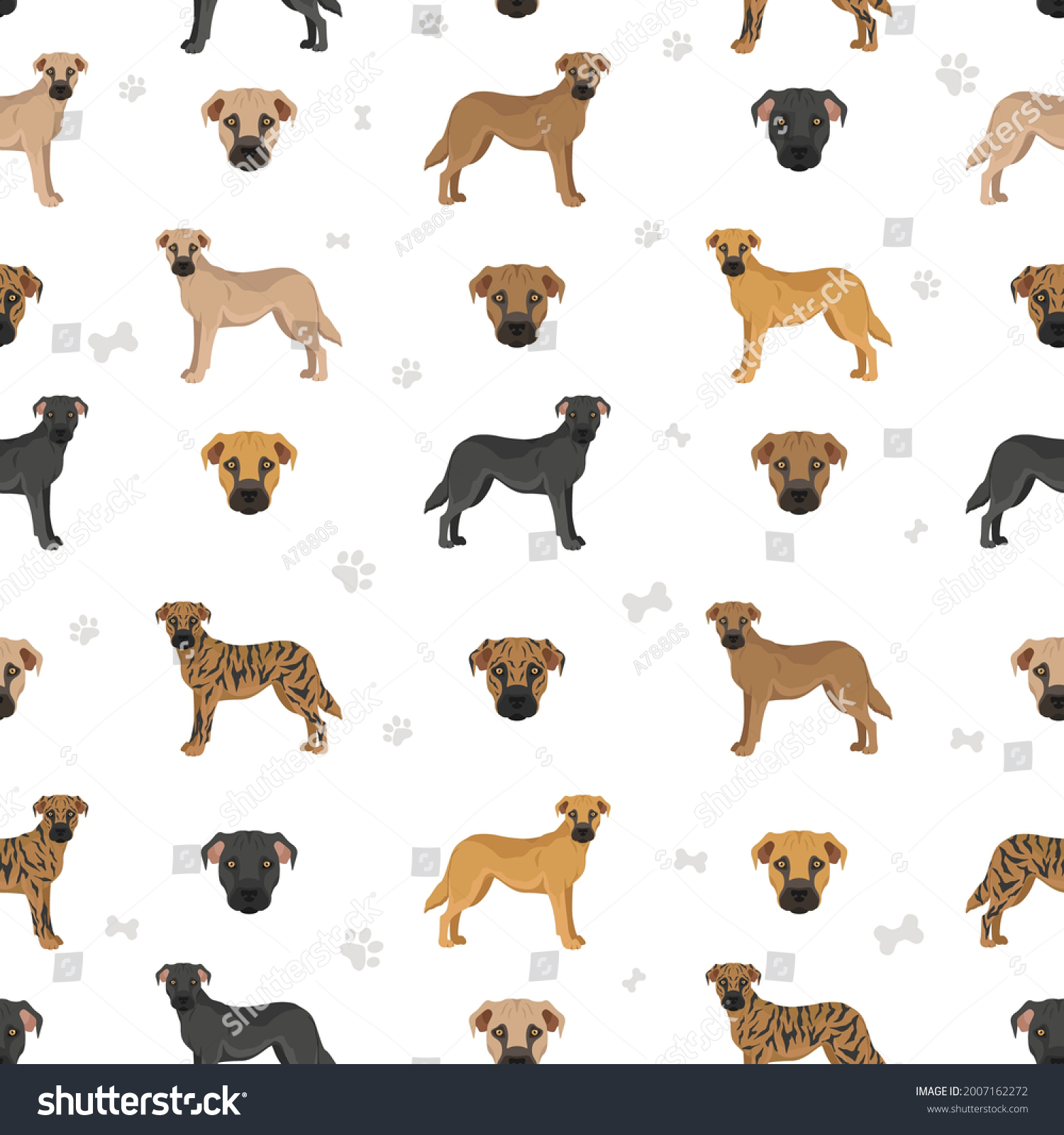 Black Mouth Cur Seamless Pattern Different Stock Vector (Royalty Free