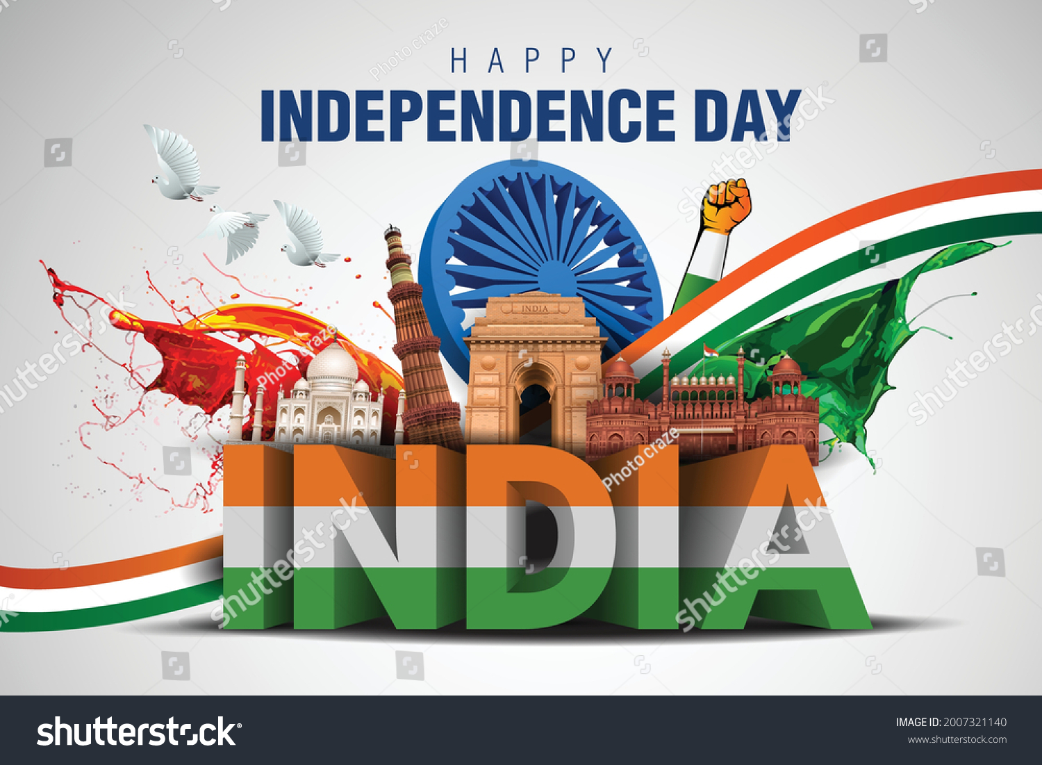 Indian Happy Independence Day Celebrations Stylish Stock Vector ...