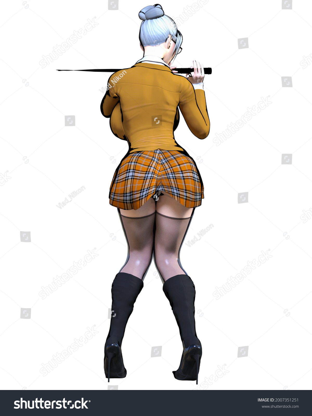 3d Sexy Teacher Whipchecked Skirt Latex Stock Illustration 2007351251 Shutterstock 3266