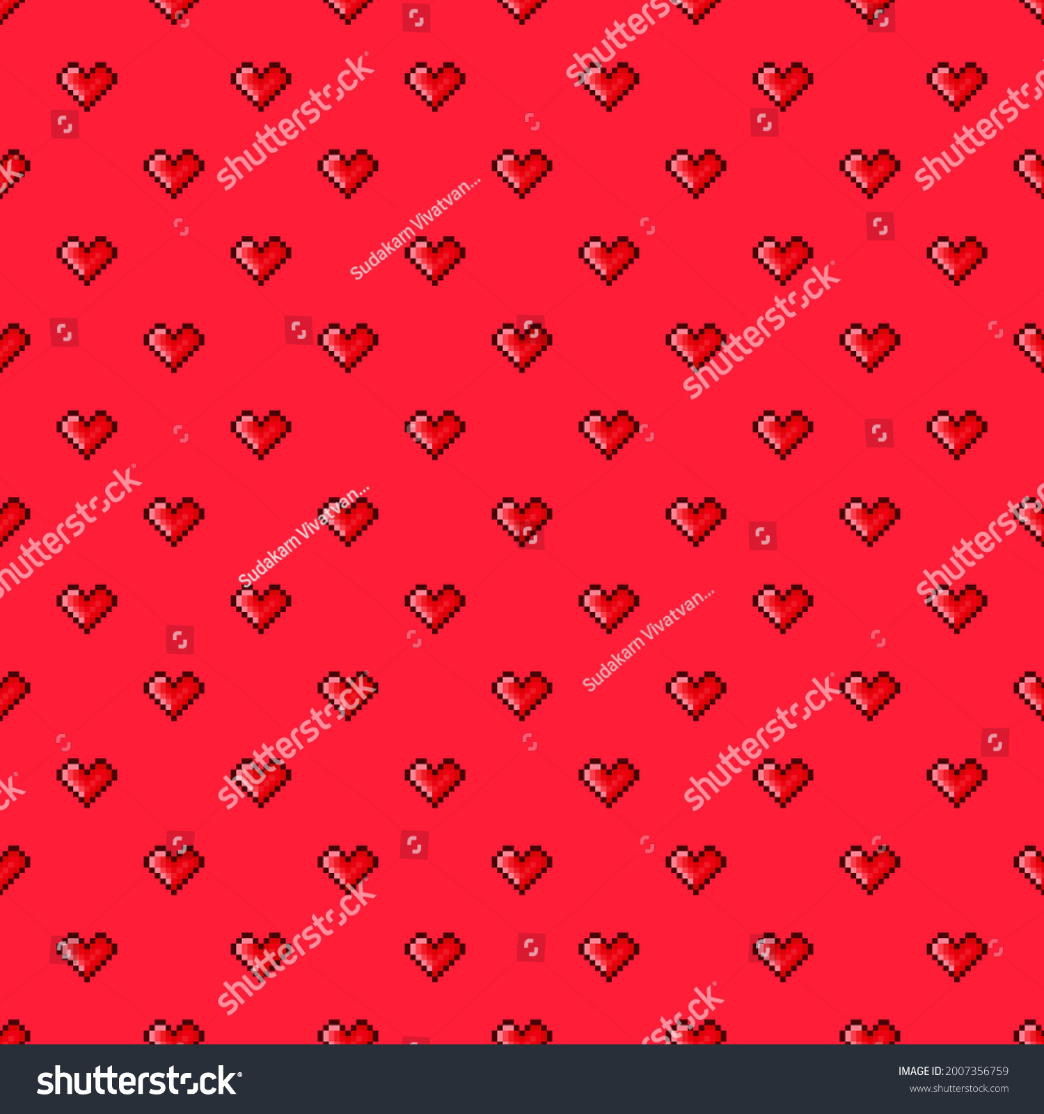 Heart Pattern Pixel Art Seamless Pattern Stock Vector (Royalty Free ...