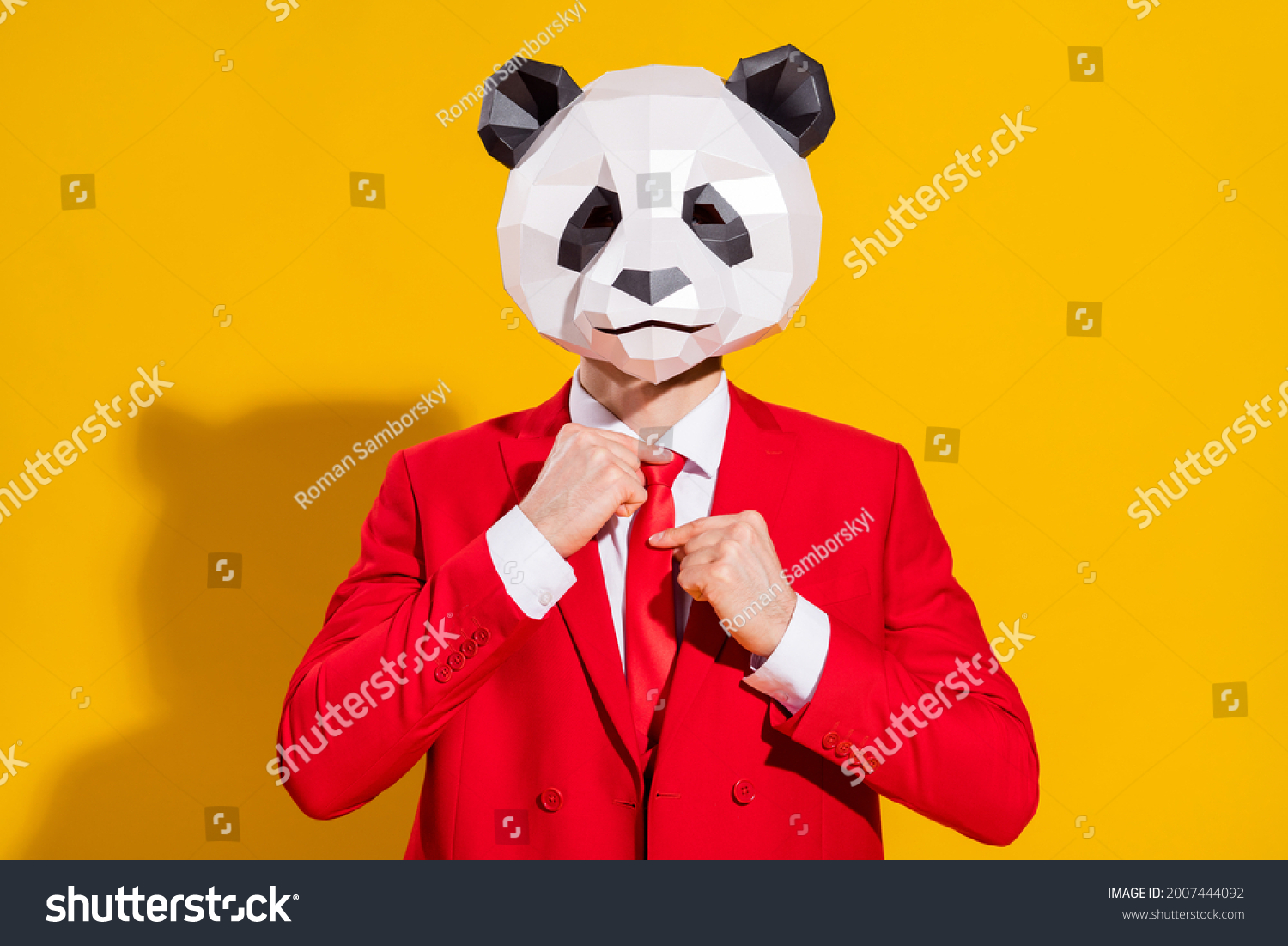 Photo Successful Panda Bear Guy Adjust Stock Photo 2007444092 ...