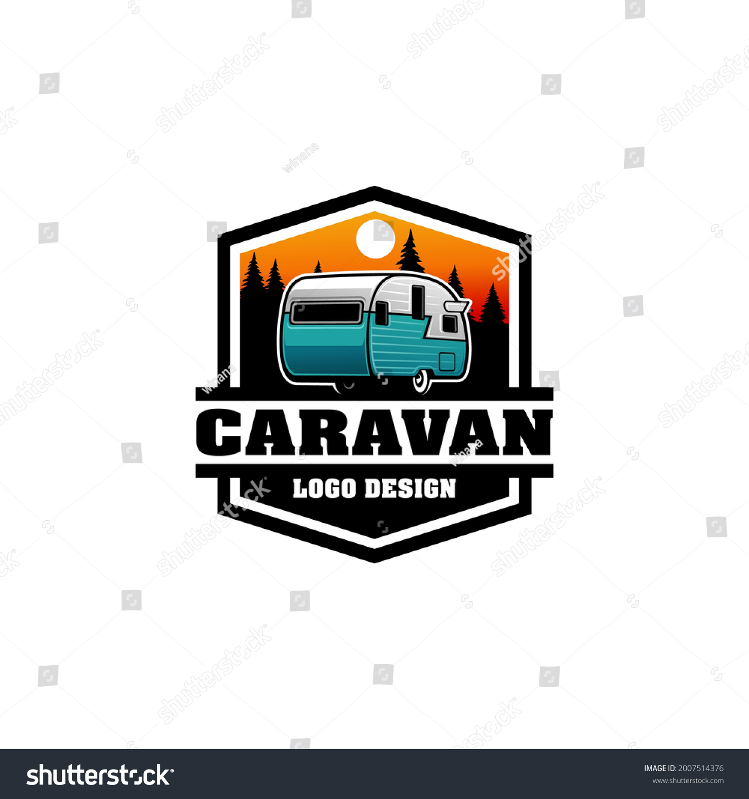 Vintage Caravan Trailer Logo Design Stock Vector (Royalty Free ...