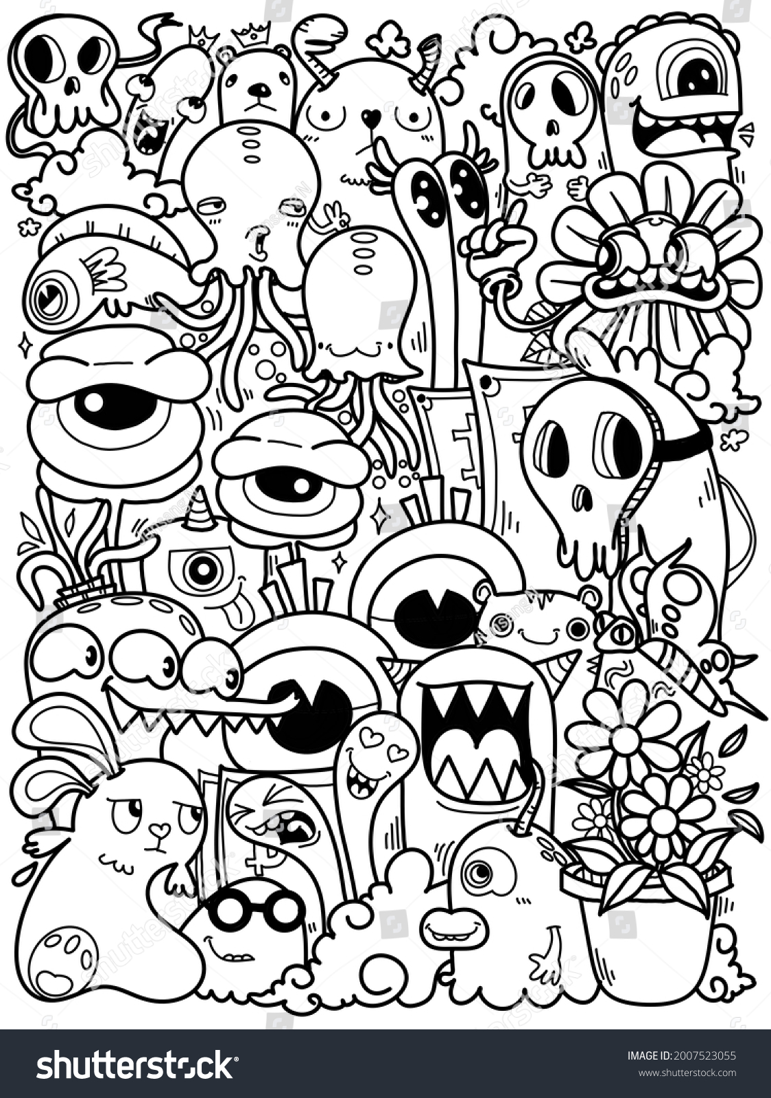 Handdrawn Illustrations Monsters Doodle Hand Drawn Stock Illustration ...