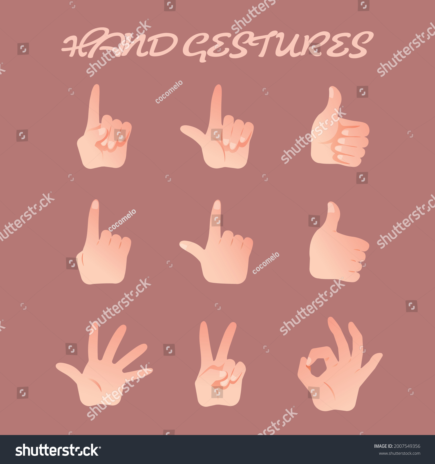 Set Hand Gestures Vector Illustration Stock Vector Royalty Free