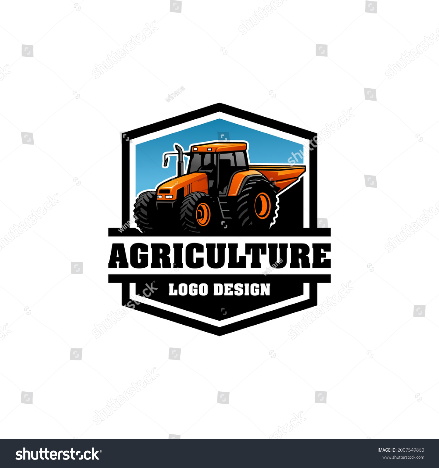 Agricultural Tractor Logo Emblem Style Stock Vector (Royalty Free ...