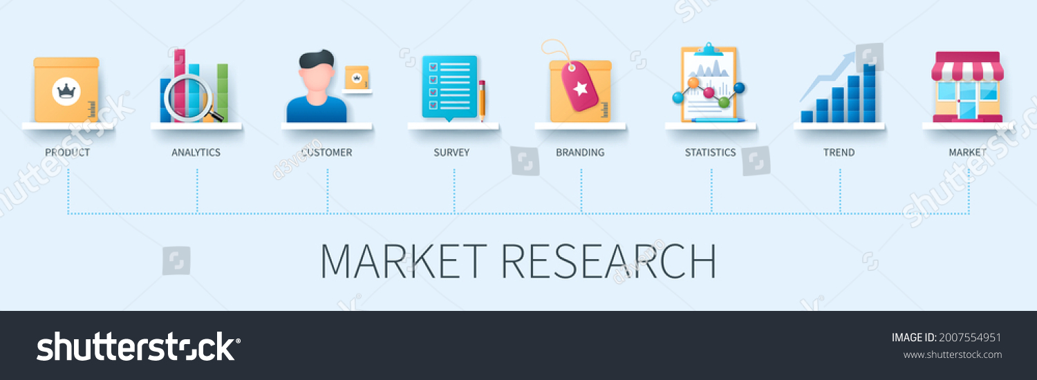 Market Research Banner Icons Product Analytics Stock Vector (Royalty ...