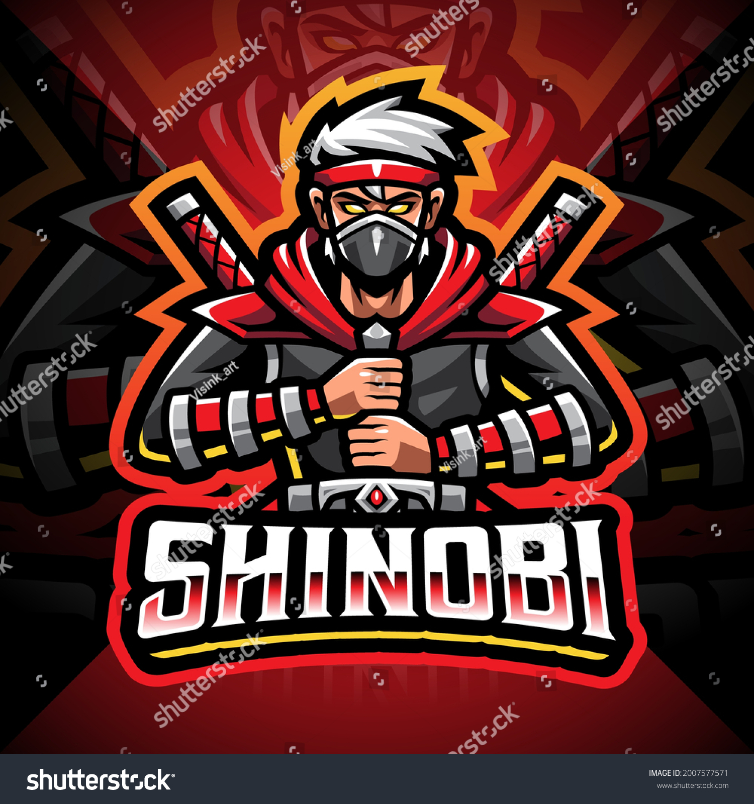 Shinobi Esport Mascot Logo Design Stock Vector (Royalty Free ...