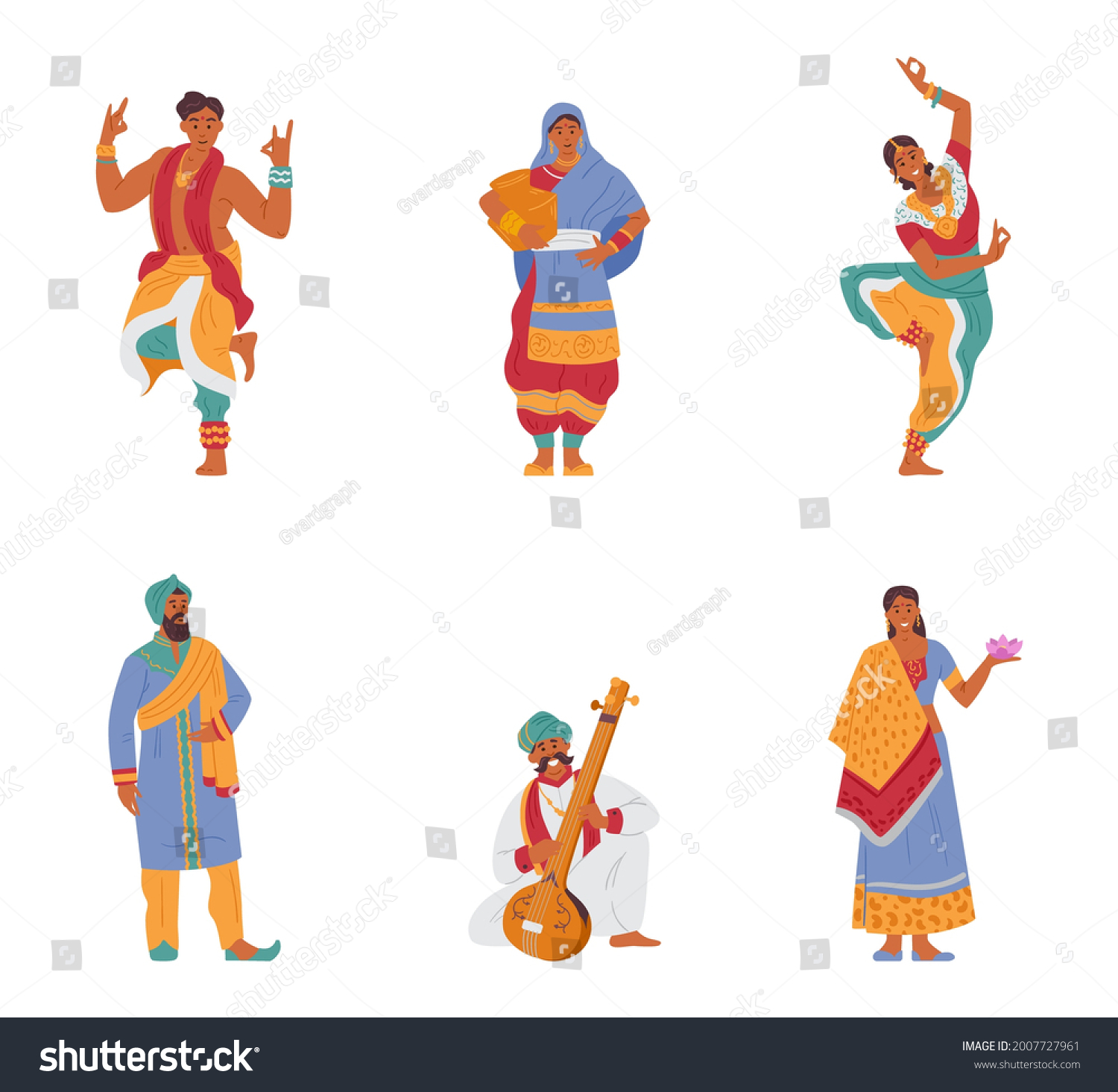 Vector Set Indian Characters Men Women Stock Vector (Royalty Free ...