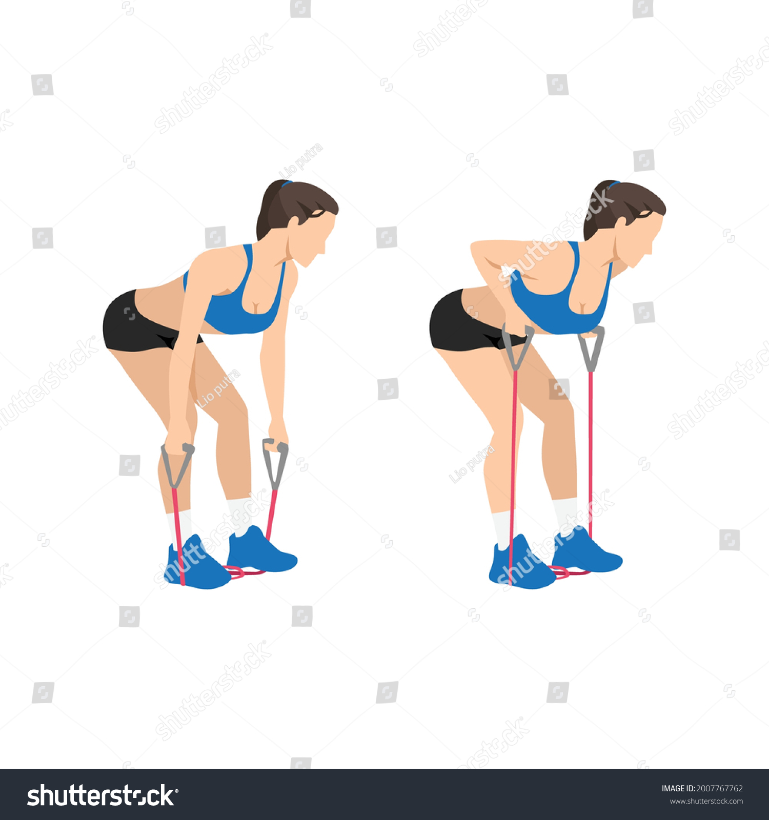 Woman Doing Resistance Band Bent Over Stock Vector Royalty Free 2007767762 Shutterstock 4595