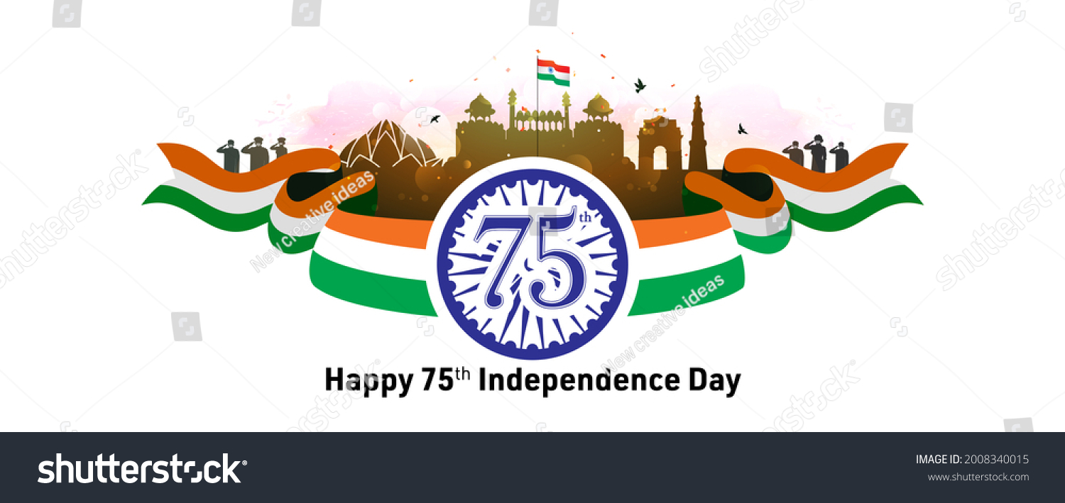 Independence Day India 75 Years Journey Stock Illustration 2008340015 ...