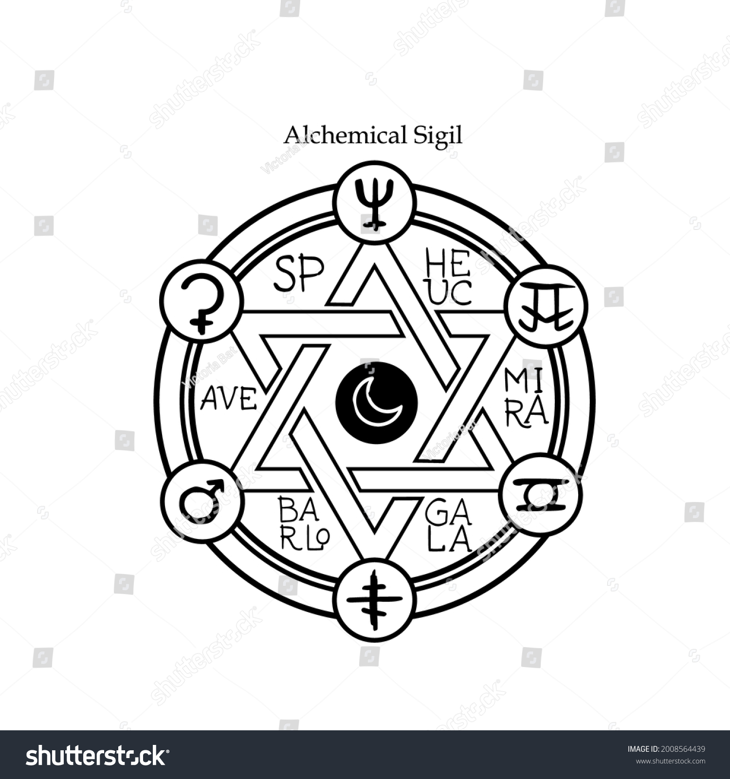 Magical Alchemical Seal Patterns Alchemical Symbols Stock Vector ...