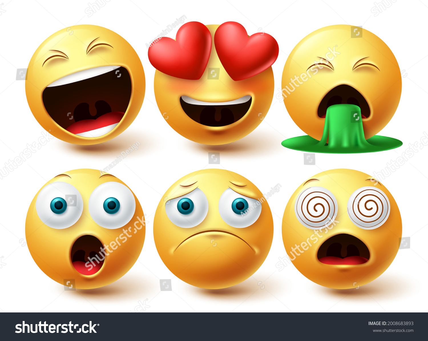 Vektor Stok Emoji Faces Vector Set Emojis Yellow Tanpa Royalti 2008683893 Shutterstock 0990