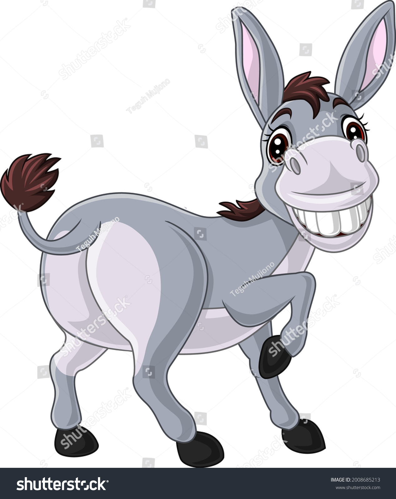 Cartoon Happy Donkey On White Background Stock Vector (Royalty Free ...