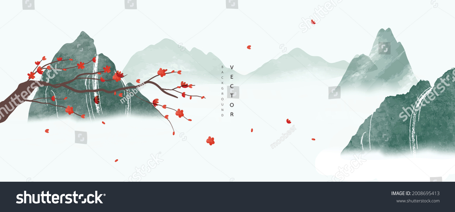 Landscape Asian Background Oriental Chinese Japanese Stock Vector ...