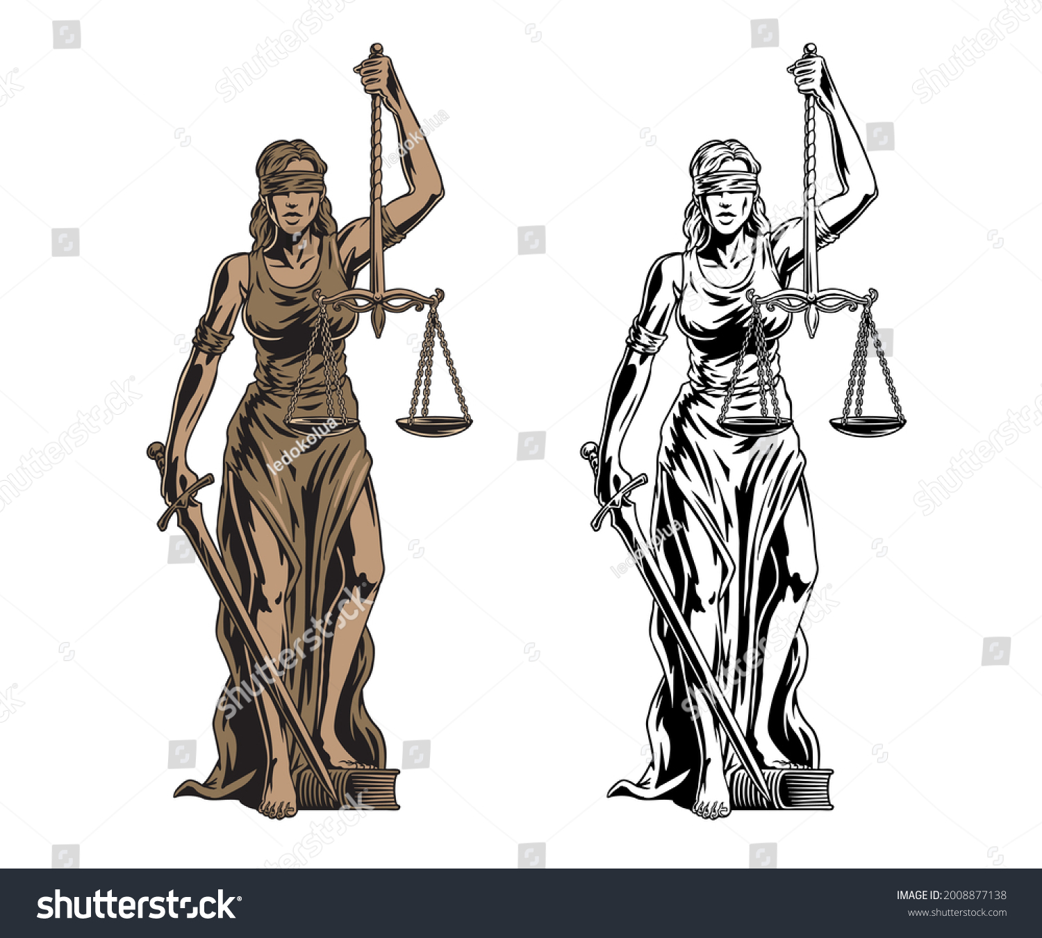 Themis Goddess Sculpture Isolated On White Stock Vector (Royalty Free ...