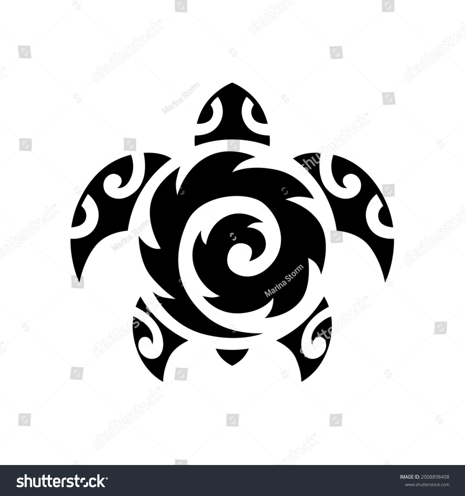 Sea Turtle Maori Style Tattoo Sketch Stock Vector (Royalty Free ...