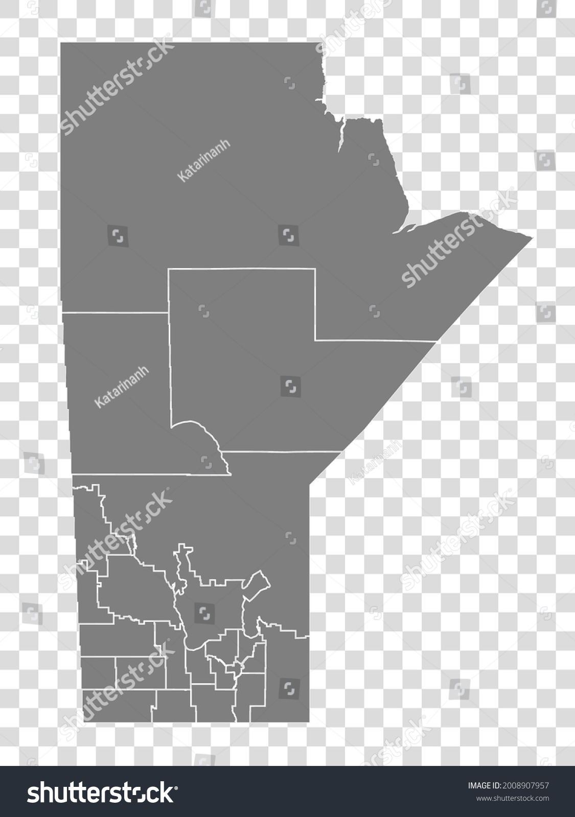 Manitoba Map On Transparent Background Province Stock Vector Royalty   Stock Vector Manitoba Map On Transparent Background Province Of Manitoba Map With Municipalities In Gray For 2008907957 