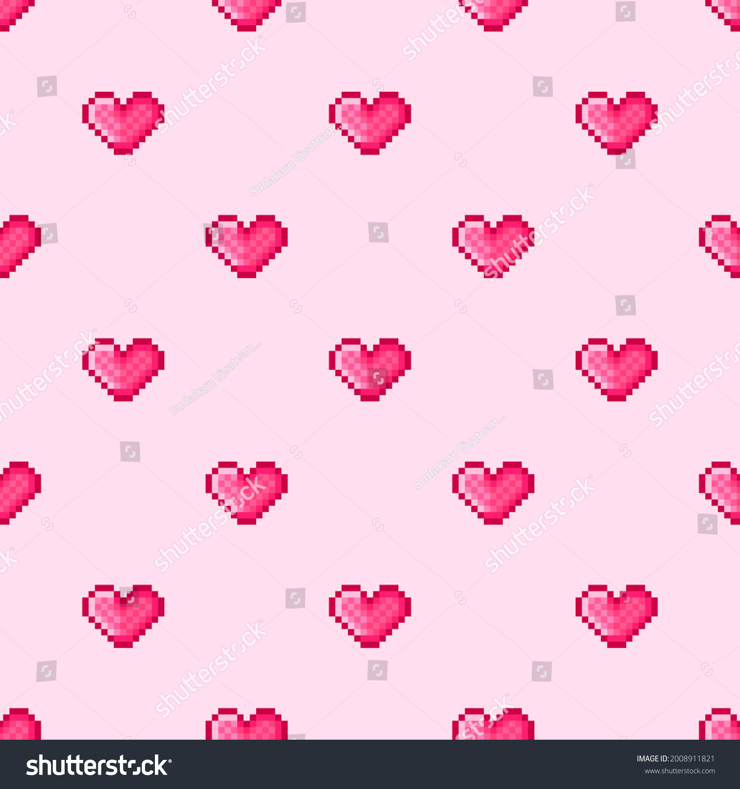 Heart Pattern Pixel Art Seamless Pattern Stock Vector (Royalty Free ...