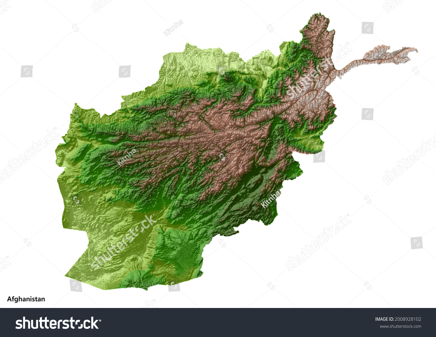 Afghanistan Topography Map 3d Rendering Stock Illustration 2008928102 