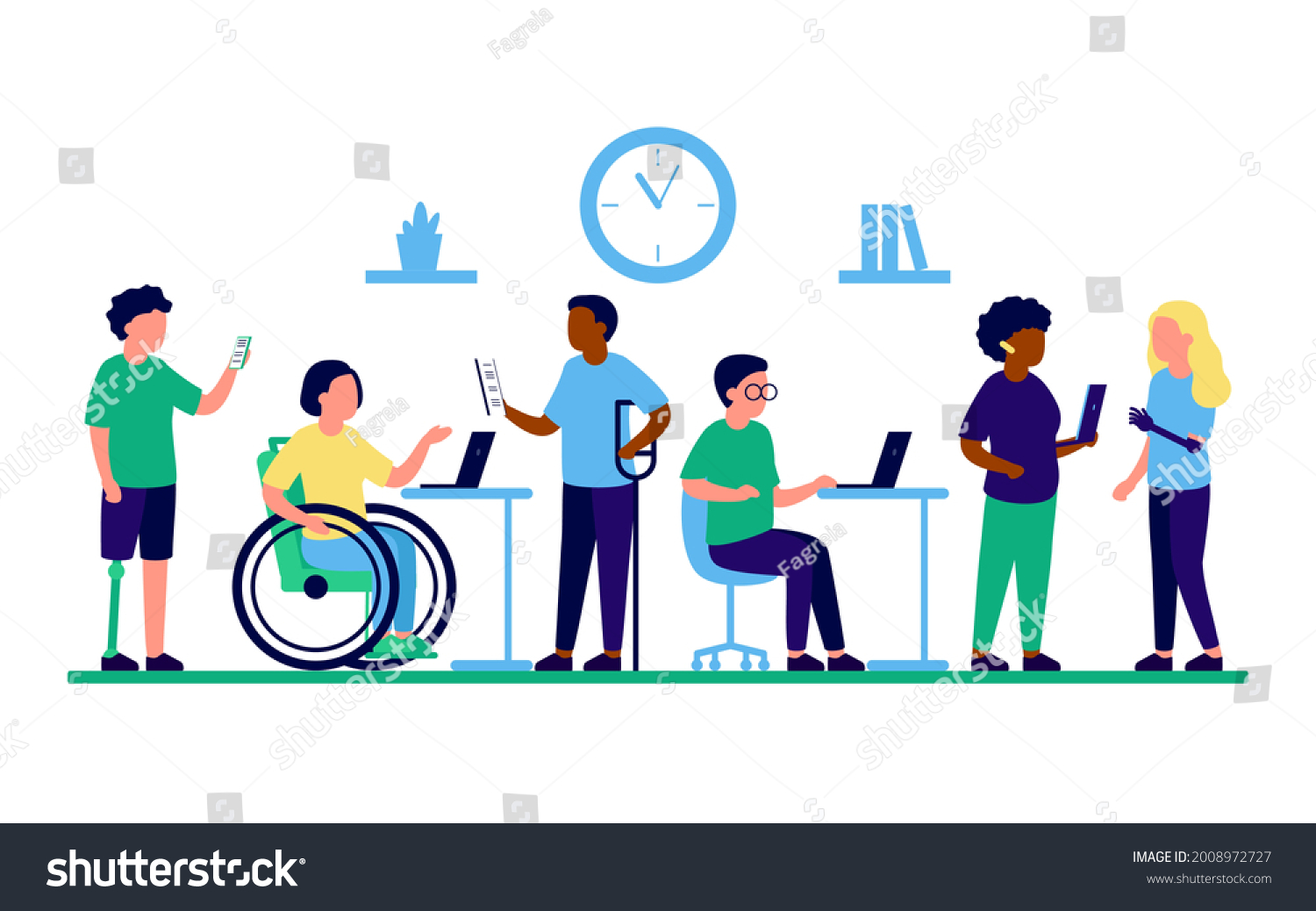 Employee People Disabilities Inclusion Work Together Stock Vector Royalty Free 2008972727