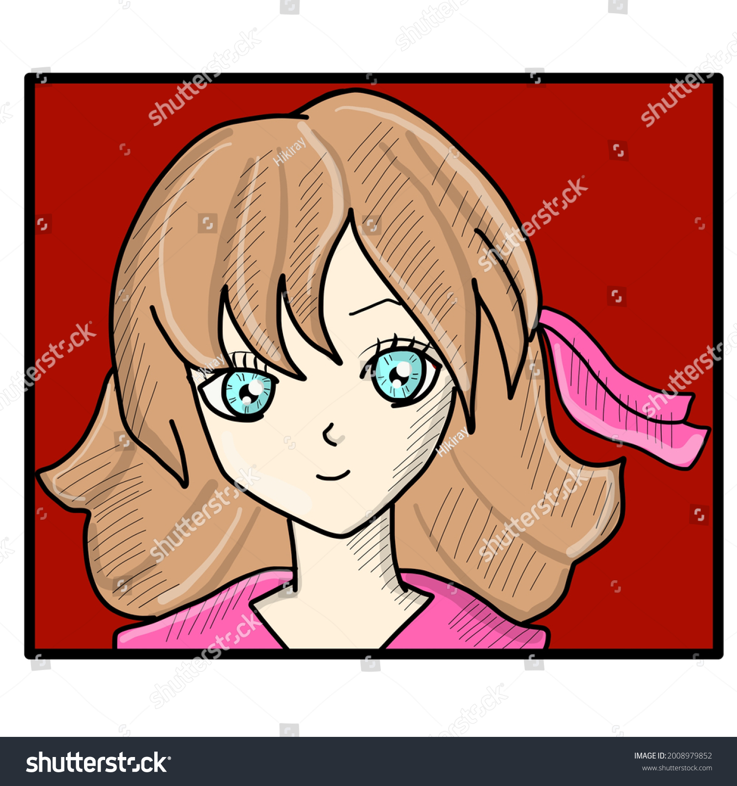 Anime Poster Manga Girl Closeup Face Stock Vector (Royalty Free ...