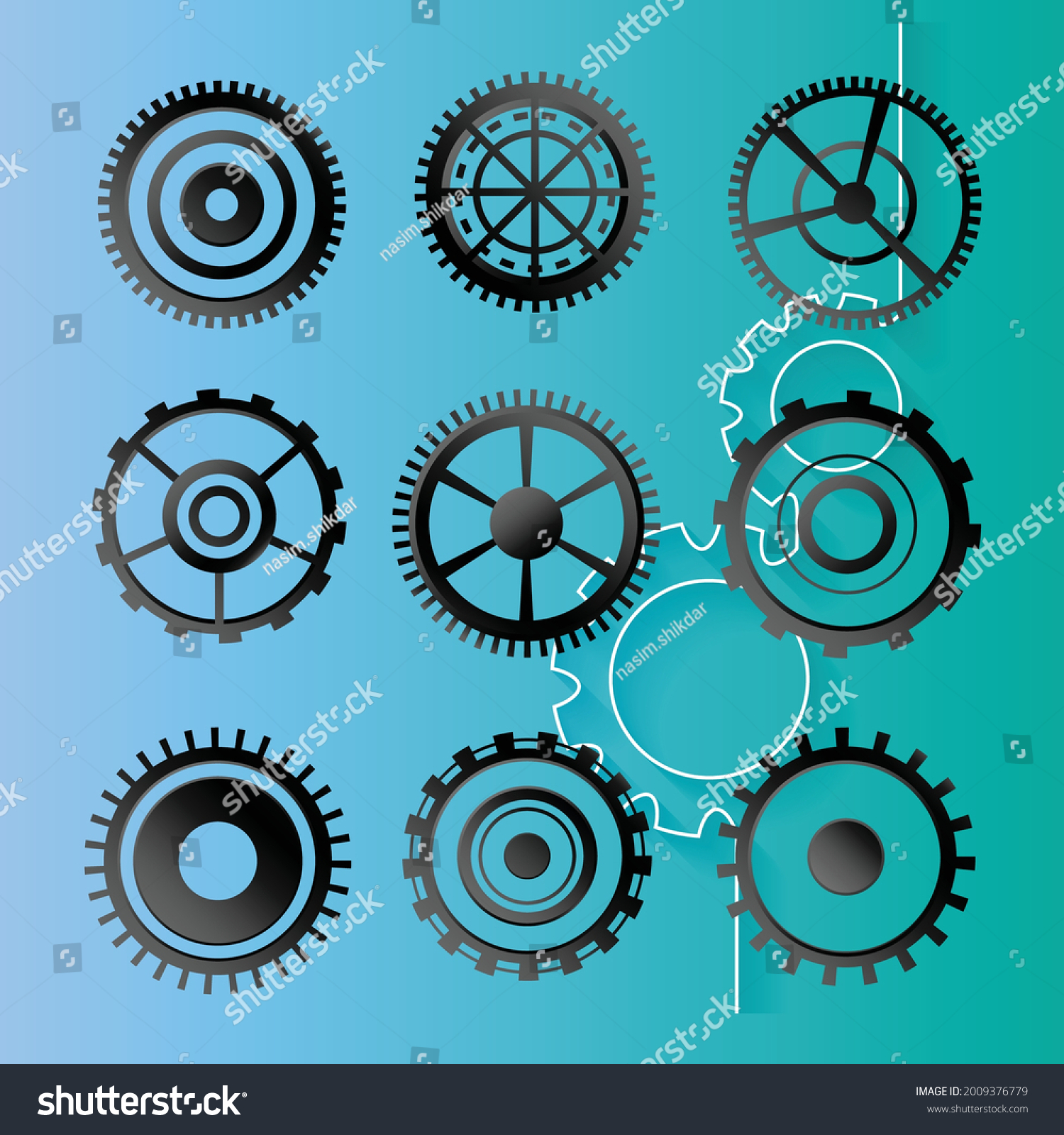 Set Machine Gears Vector Icon Complex Stock Vector (Royalty Free ...