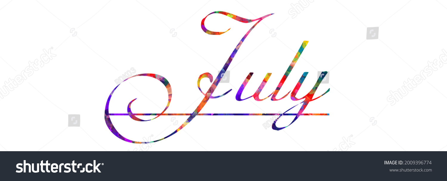 July Calendar Typography Text Banner July Stock Illustration 2009396774 ...