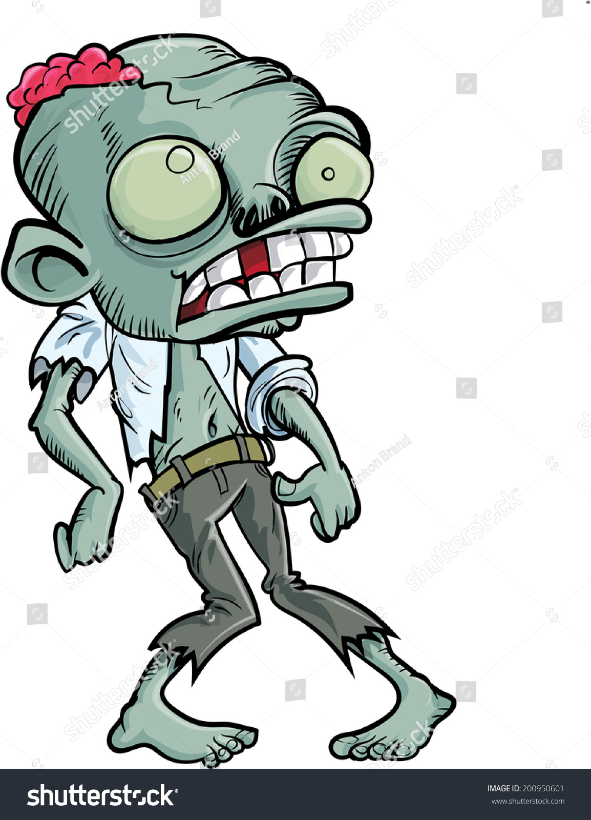 Cartoon Zombie Big Head Isolated On Stock Vector (Royalty Free ...