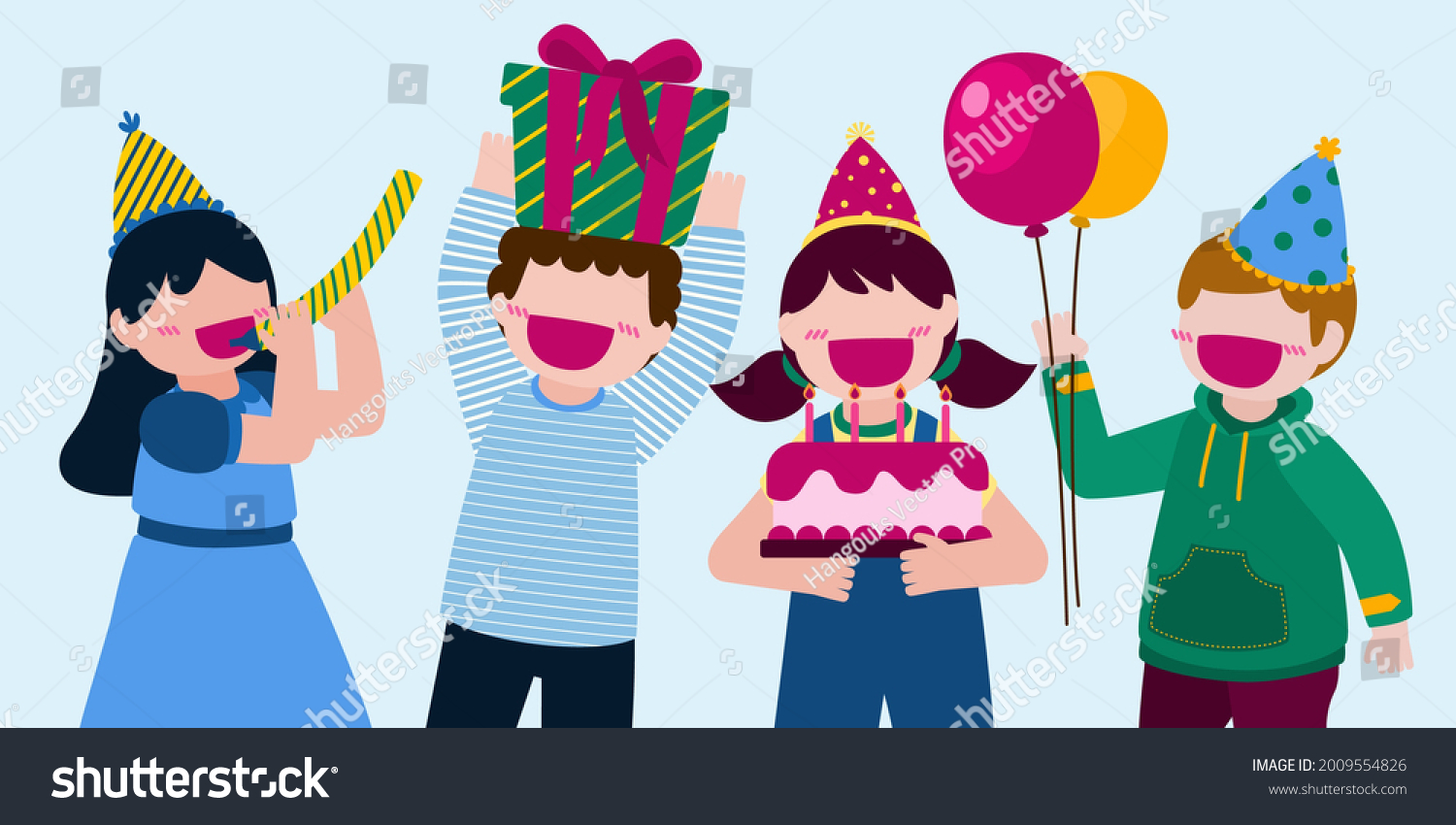 Cartoon Birthday Party People Man Woman Stock Vector (Royalty Free ...