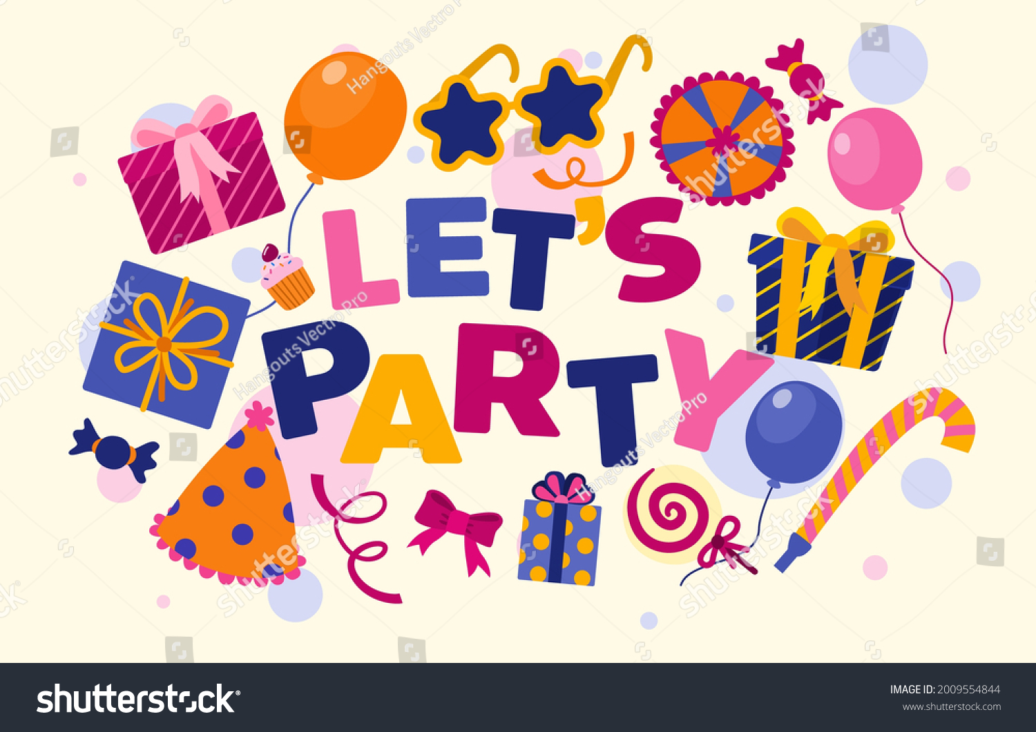 Cartoon Happy Birthday Party Background Backdrop Stock Vector (Royalty ...