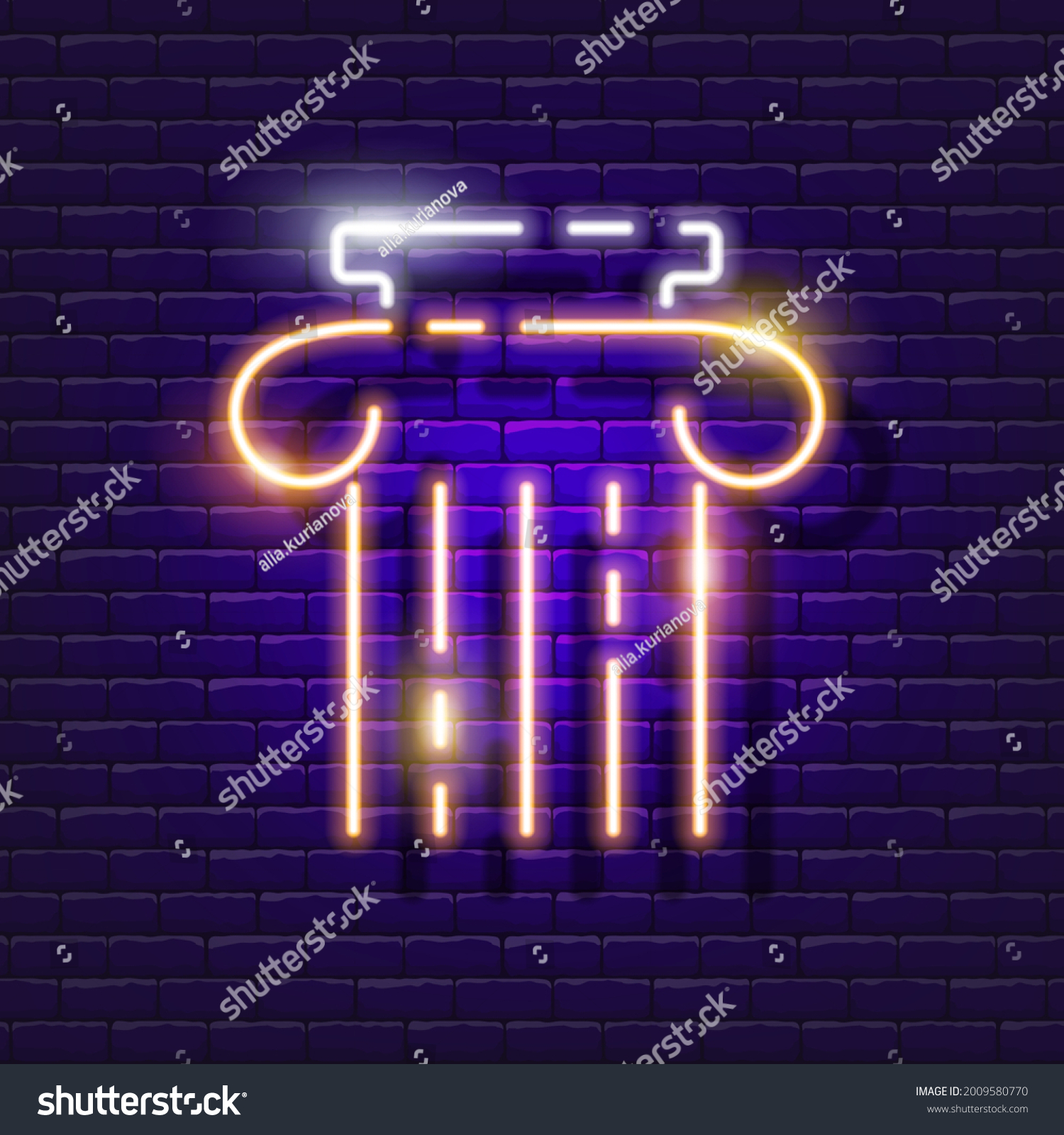 Ancient Column Neon Sign History Lesson Stock Vector (Royalty Free ...