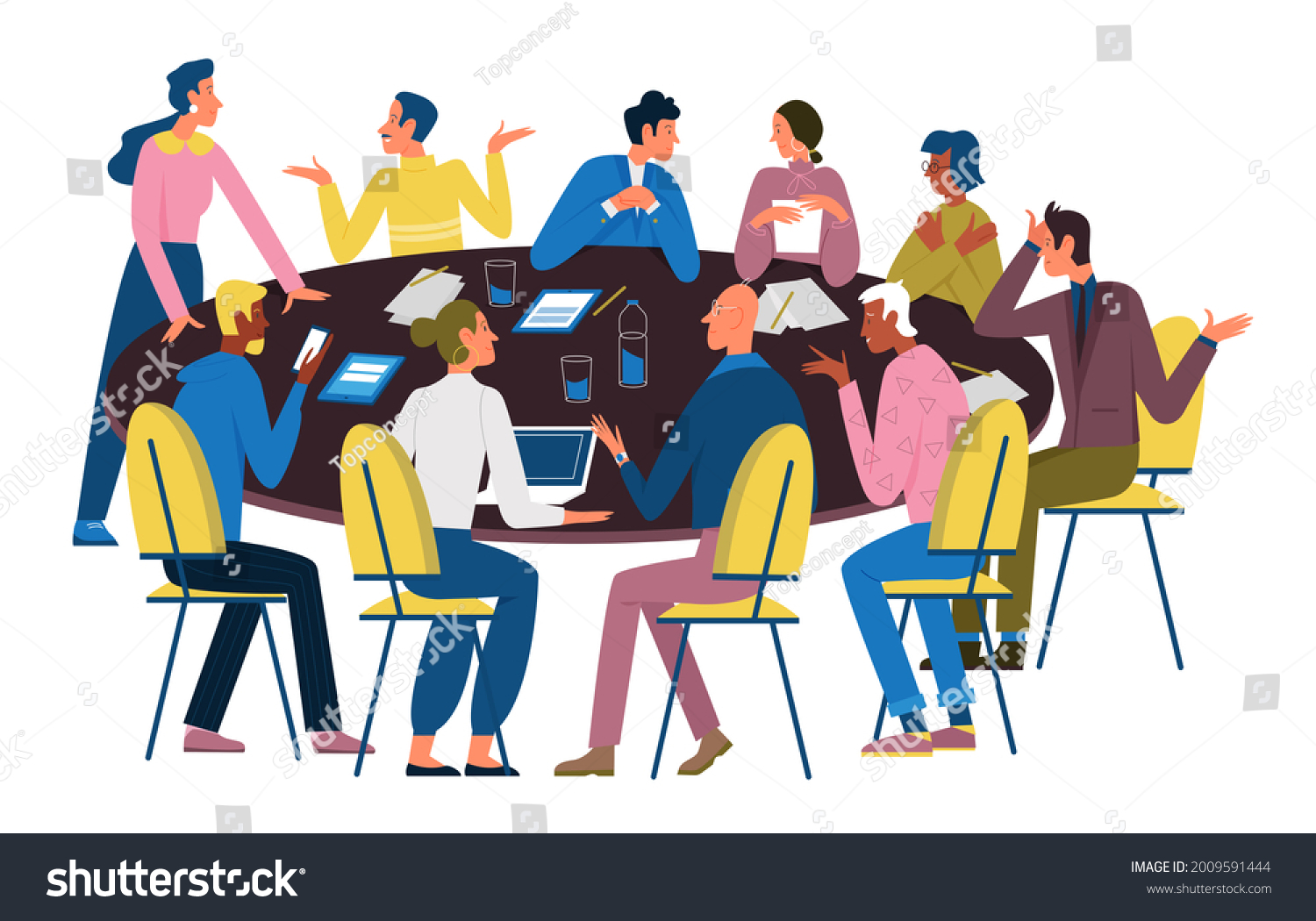 Business People Negotiate Round Table Illustration Stock Illustration ...