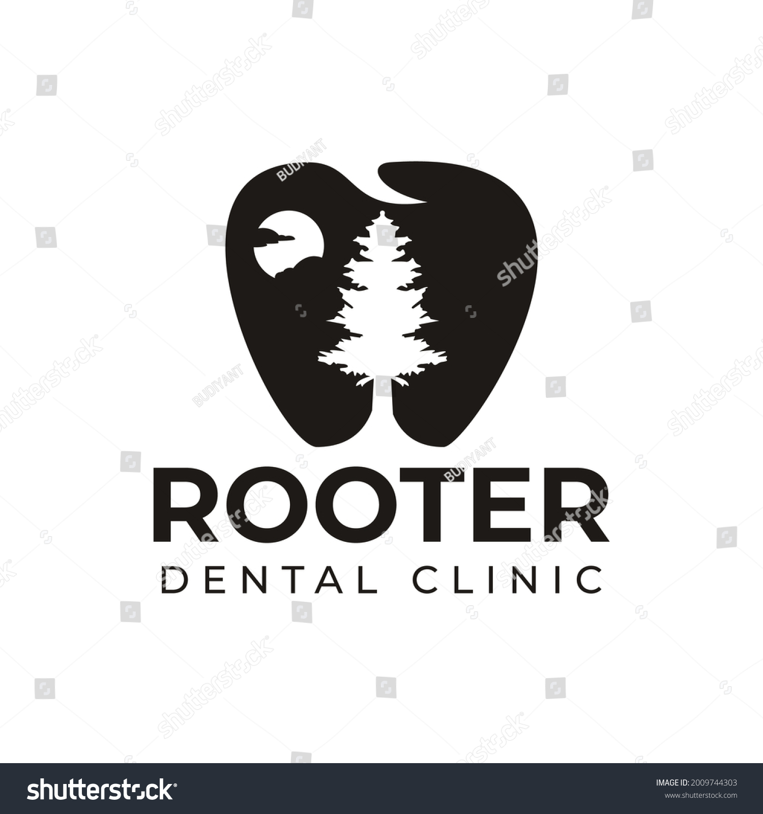 Rooter Dental Clinic Negative Space Tooth Stock Vector Royalty Free Shutterstock