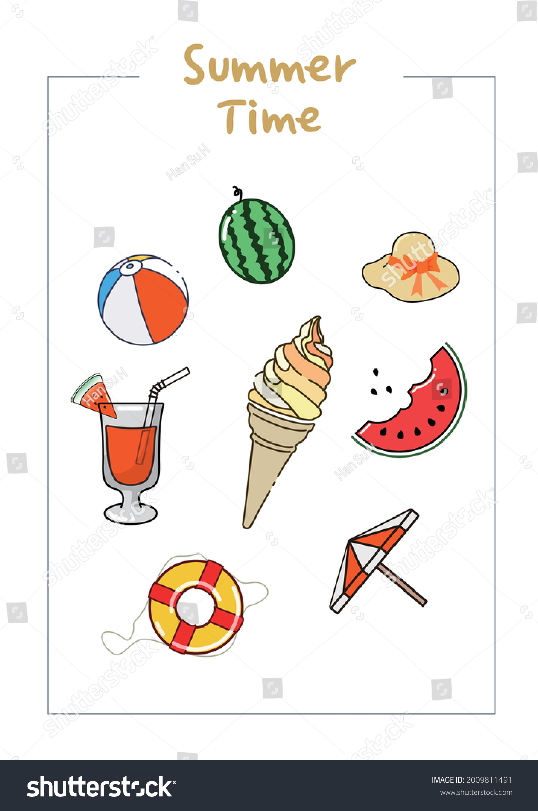 Juego De Iconos De Verano Caliente Vector De Stock Libre De Regal As Shutterstock