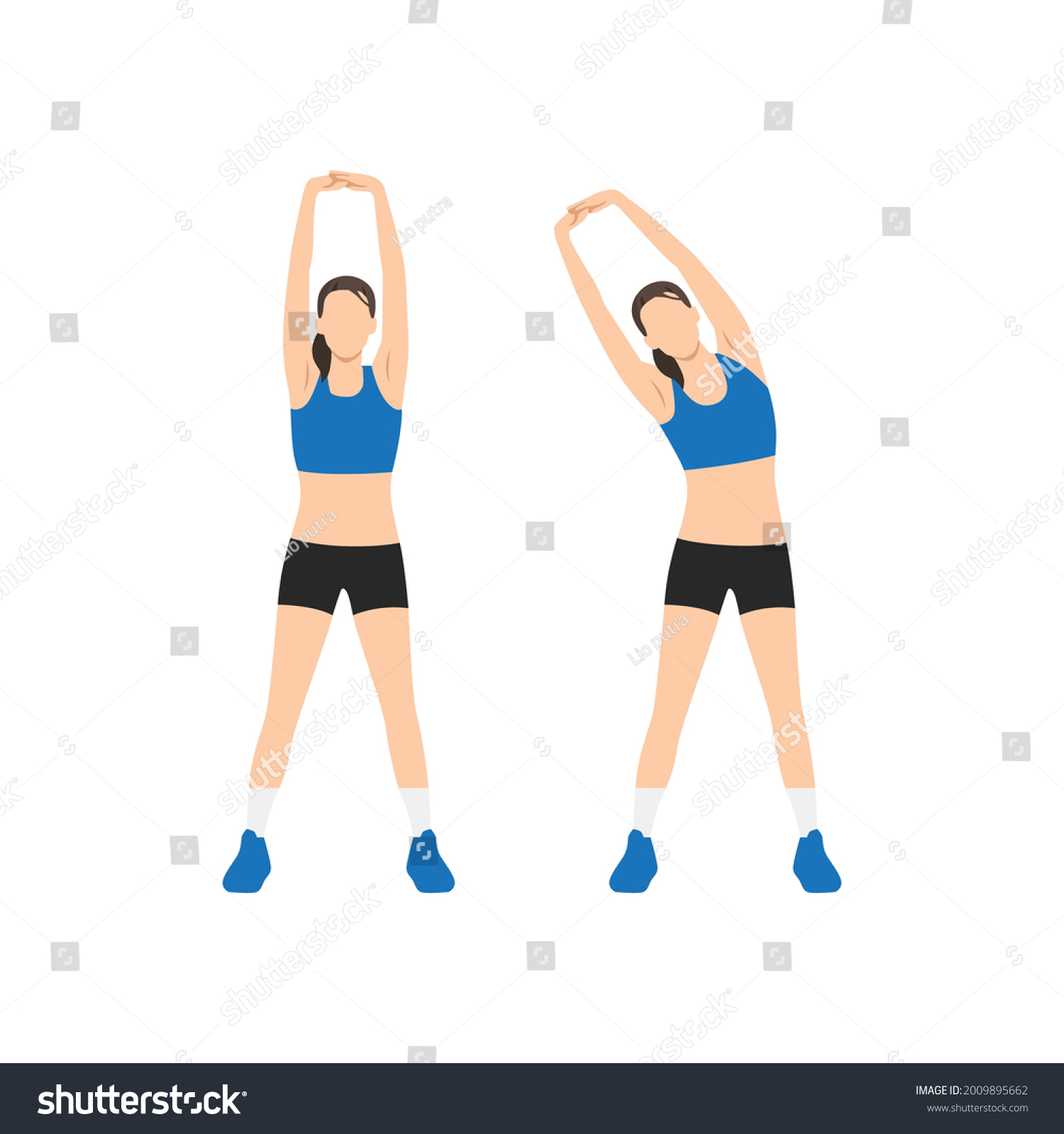 Woman Doing Arm Stretching Exercise Flat Stock Vector Royalty Free 2009895662 Shutterstock 0968